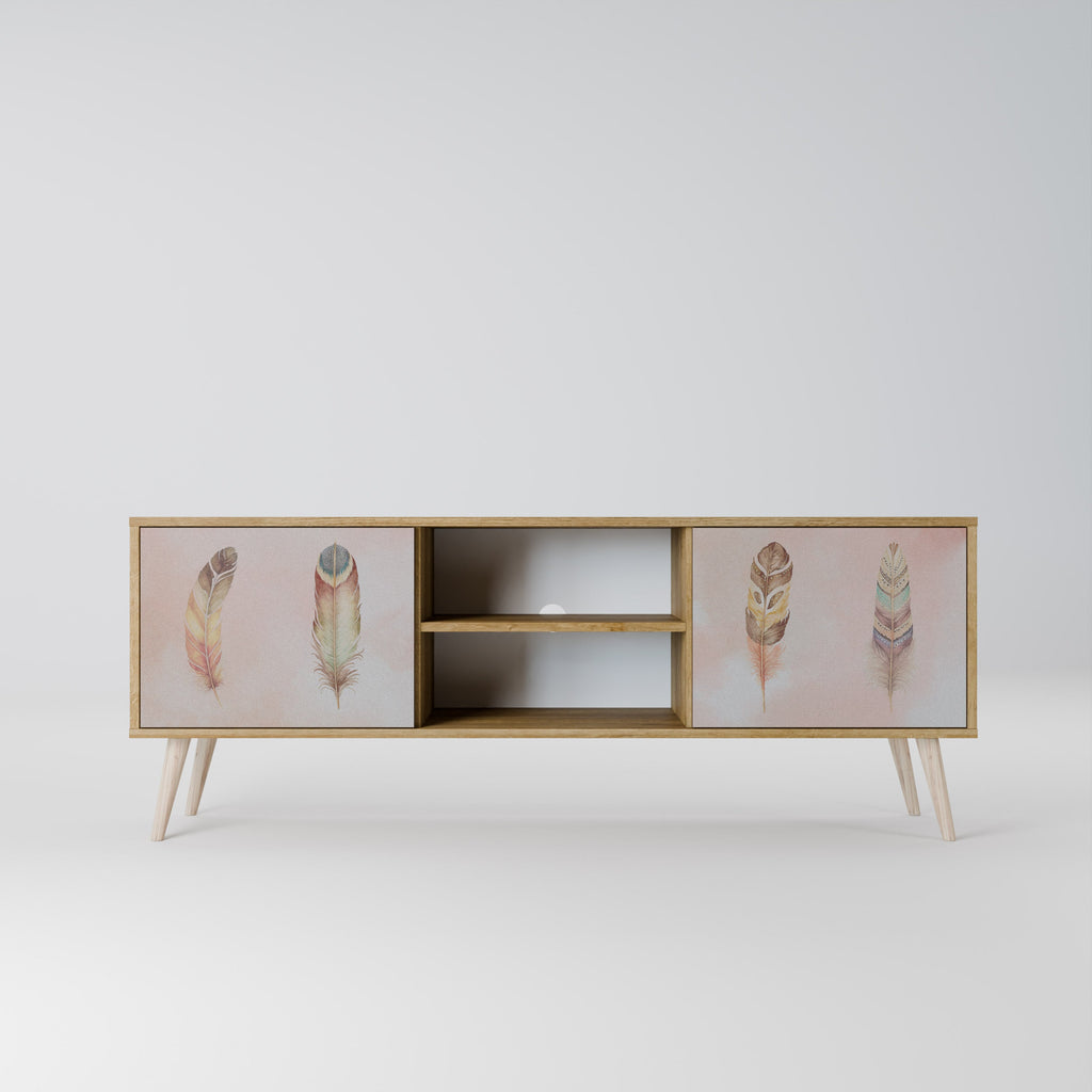 Meuble TV 2 portes DELIQUESCE effet chêne