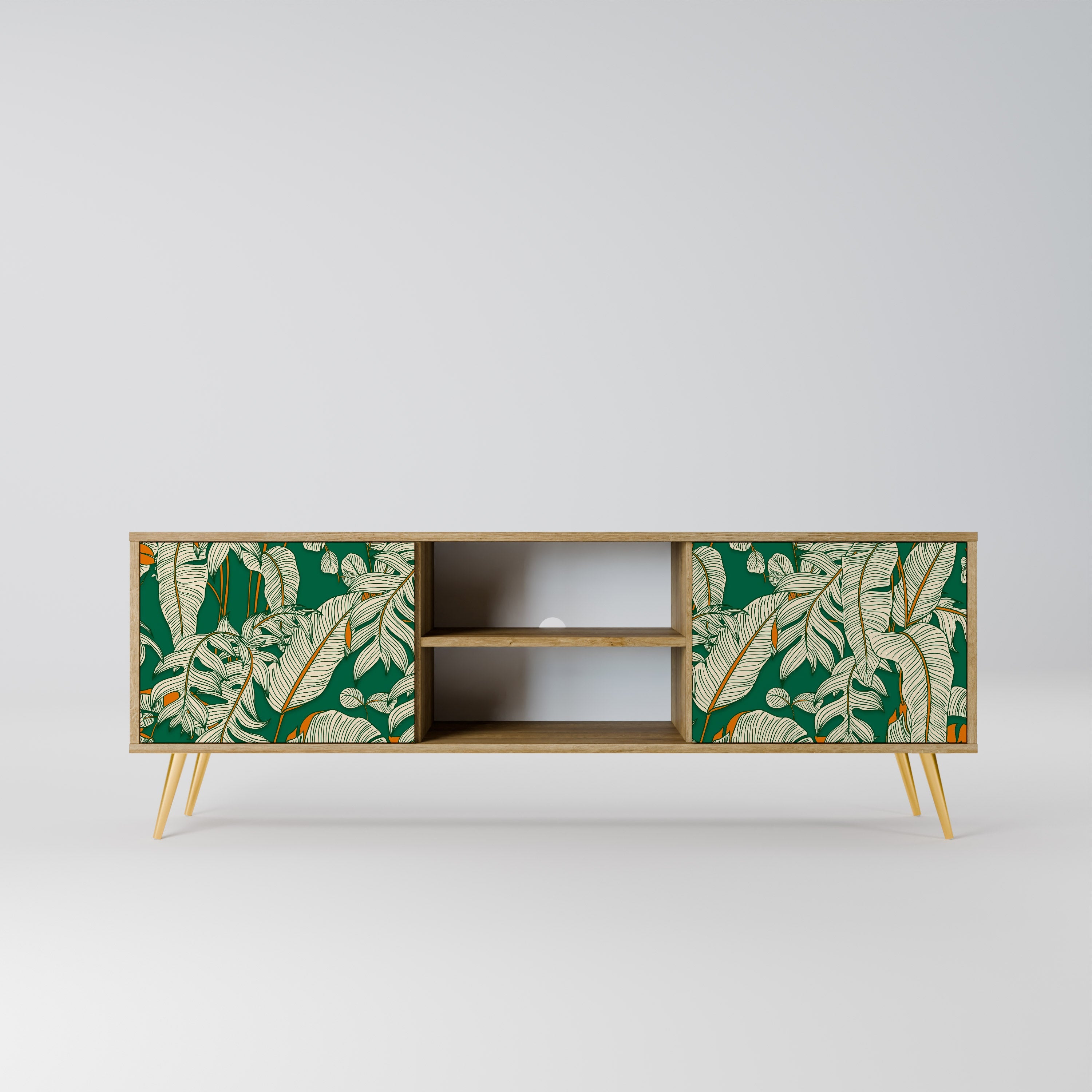 Meuble TV 2 portes VERDANT PLEASURES effet chêne