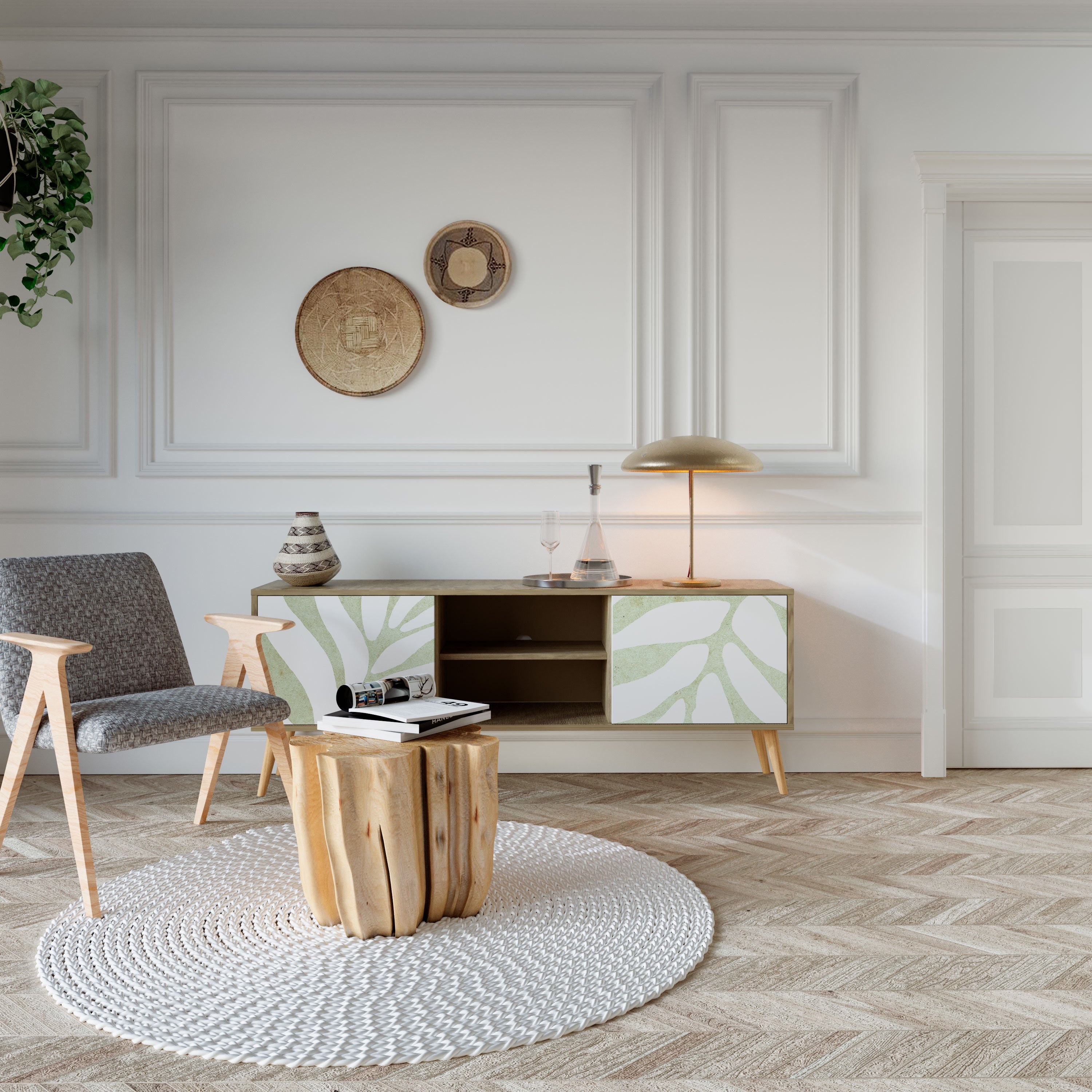 Meuble TV 2 portes BOTANICAL SPARK effet chêne