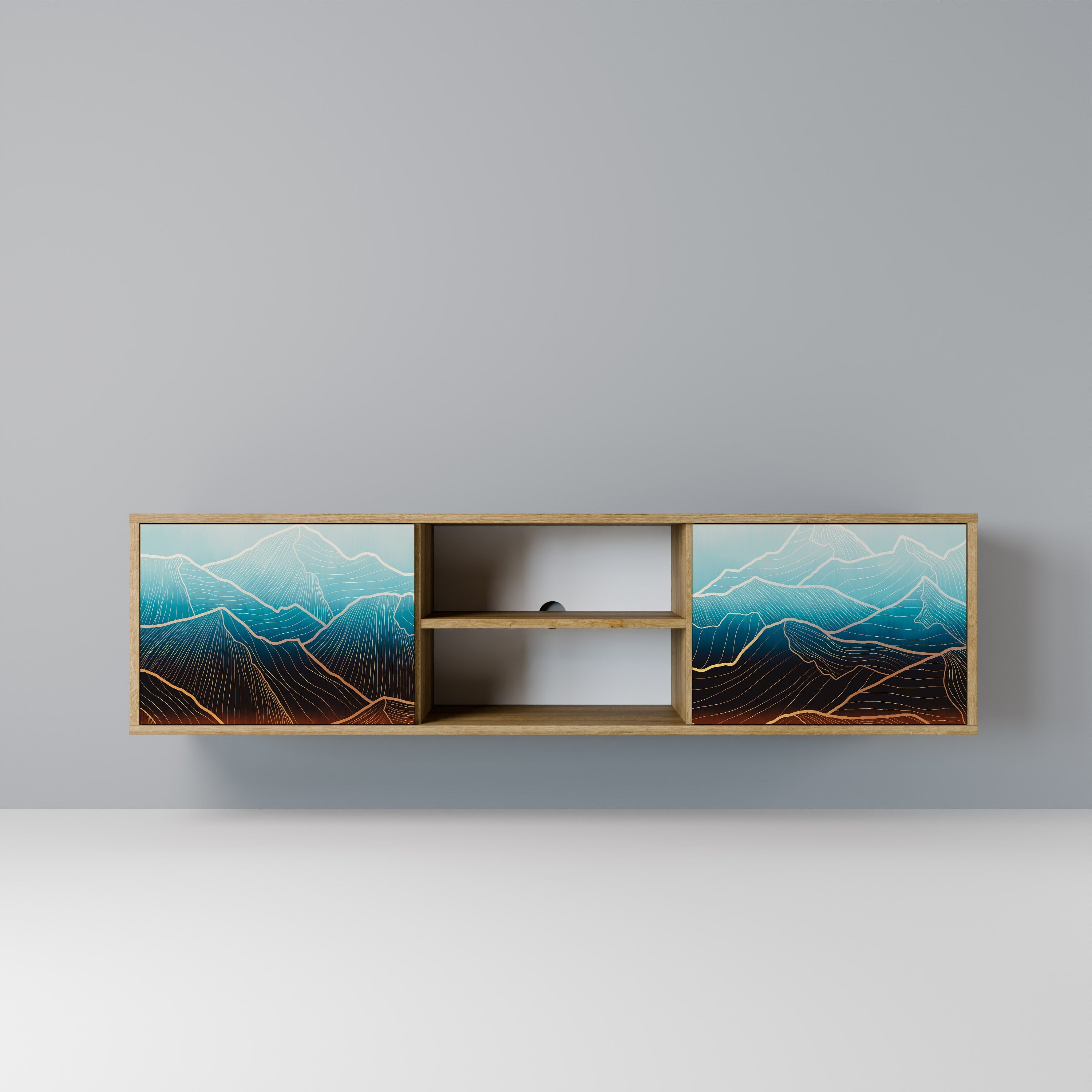 Meuble TV 2 portes LUNAR SECRETS effet chêne