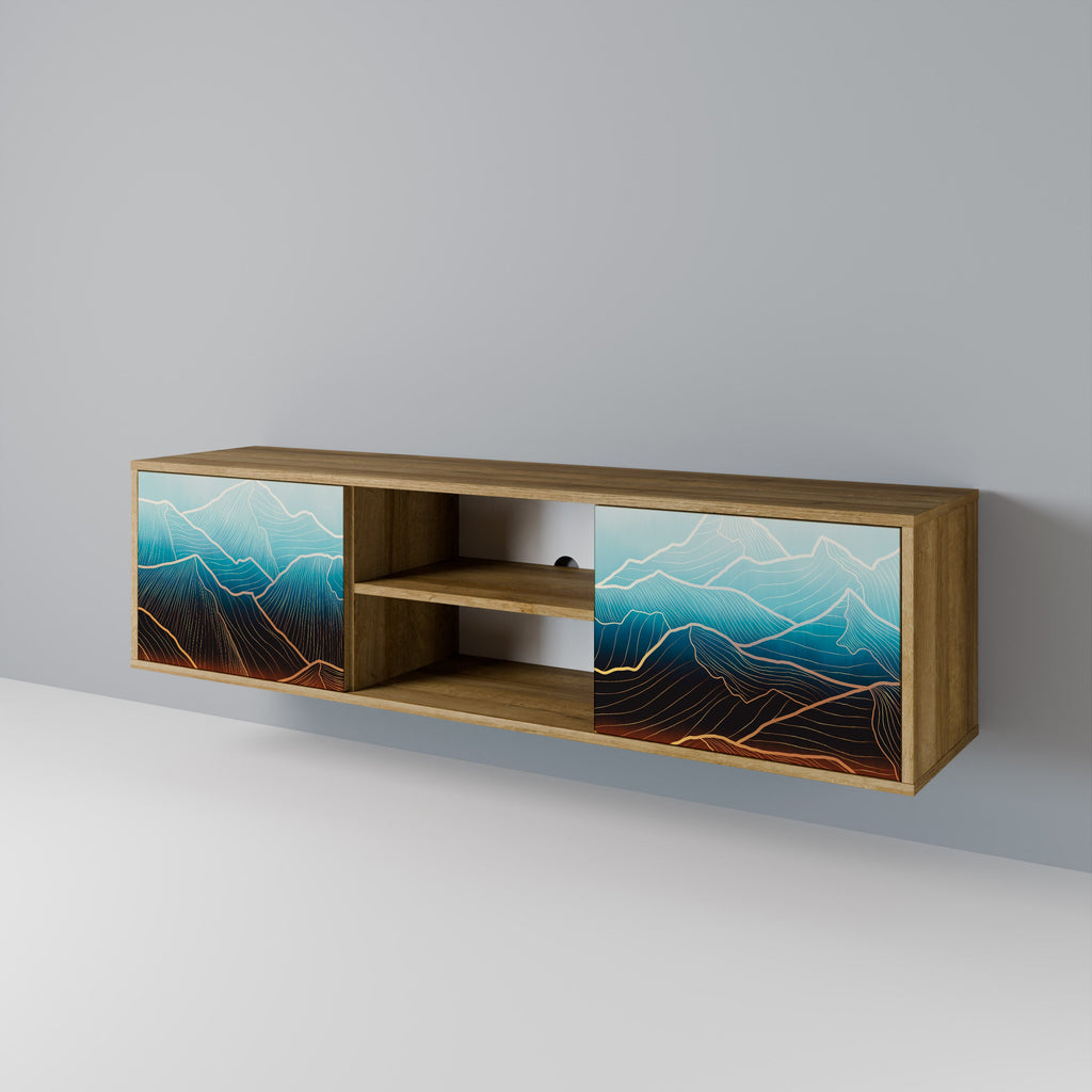 Meuble TV 2 portes LUNAR SECRETS effet chêne