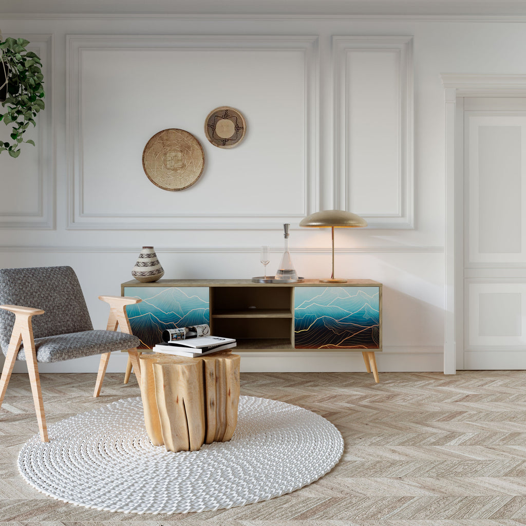 Meuble TV 2 portes LUNAR SECRETS effet chêne