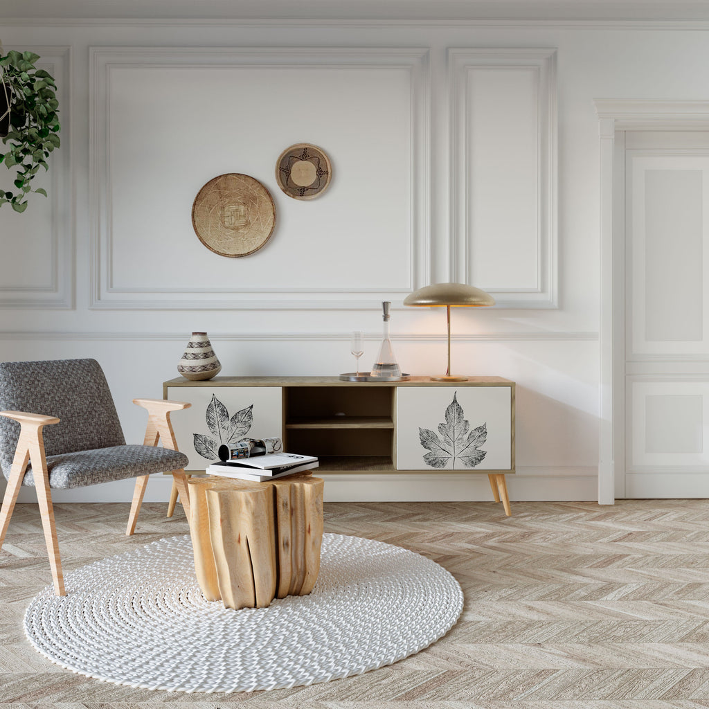 Meuble TV 2 portes LEAFY STAMPS effet chêne