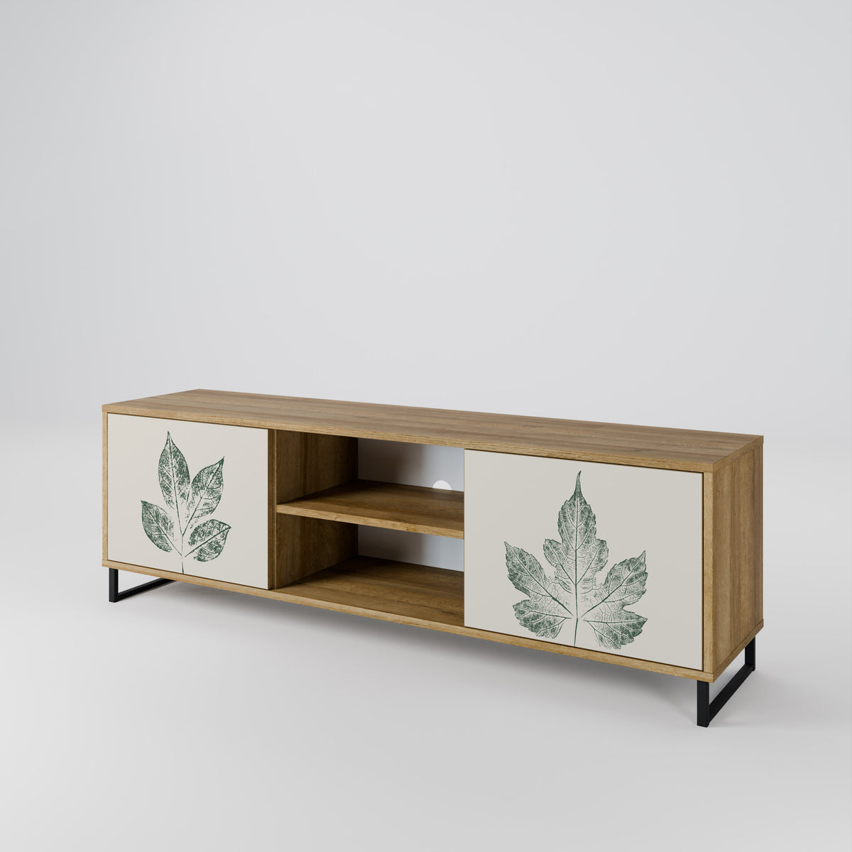 GREEN LEAFY STAMPS 2-Door TV Cabinet