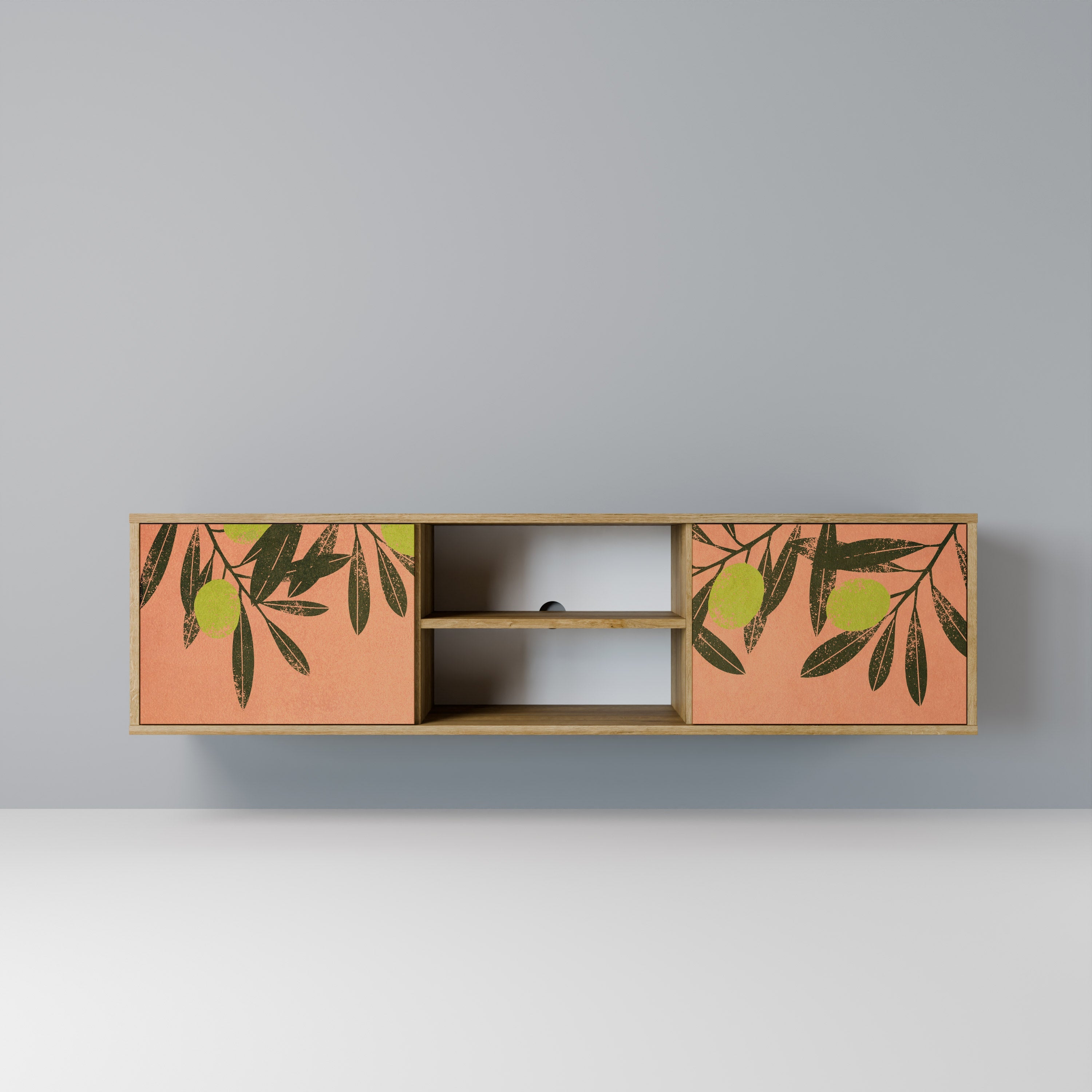 Meuble TV 2 portes JUICY OLIVES effet chêne