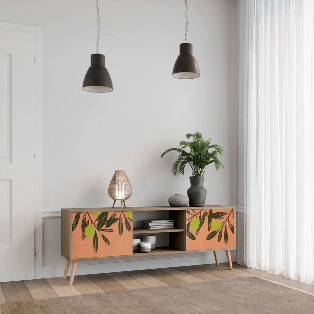 Meuble TV 2 portes JUICY OLIVES effet chêne