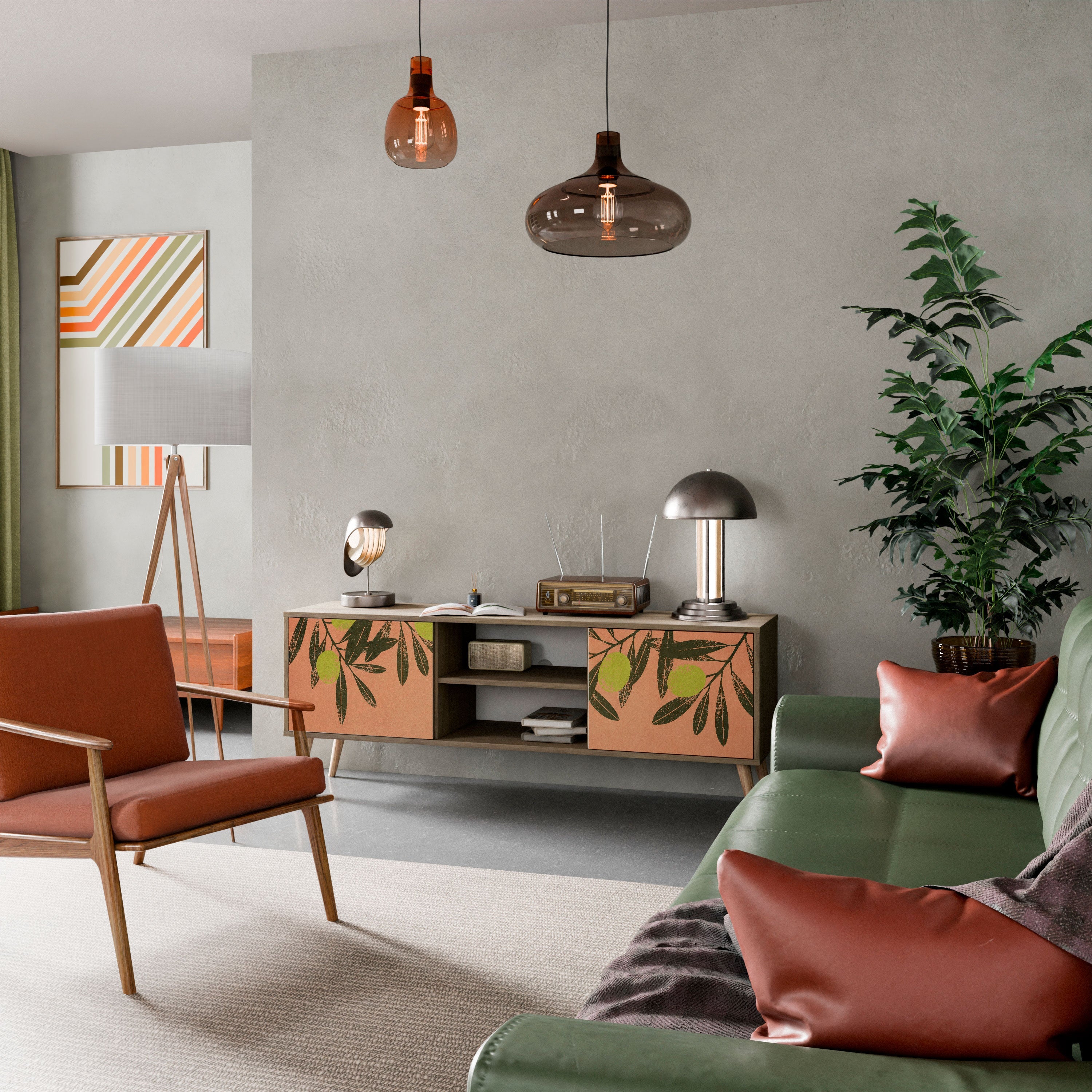 Meuble TV 2 portes JUICY OLIVES effet chêne