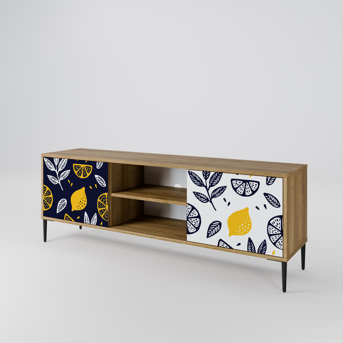 CITRUS BLACK AND WHITE 2-Door TV Cabinet