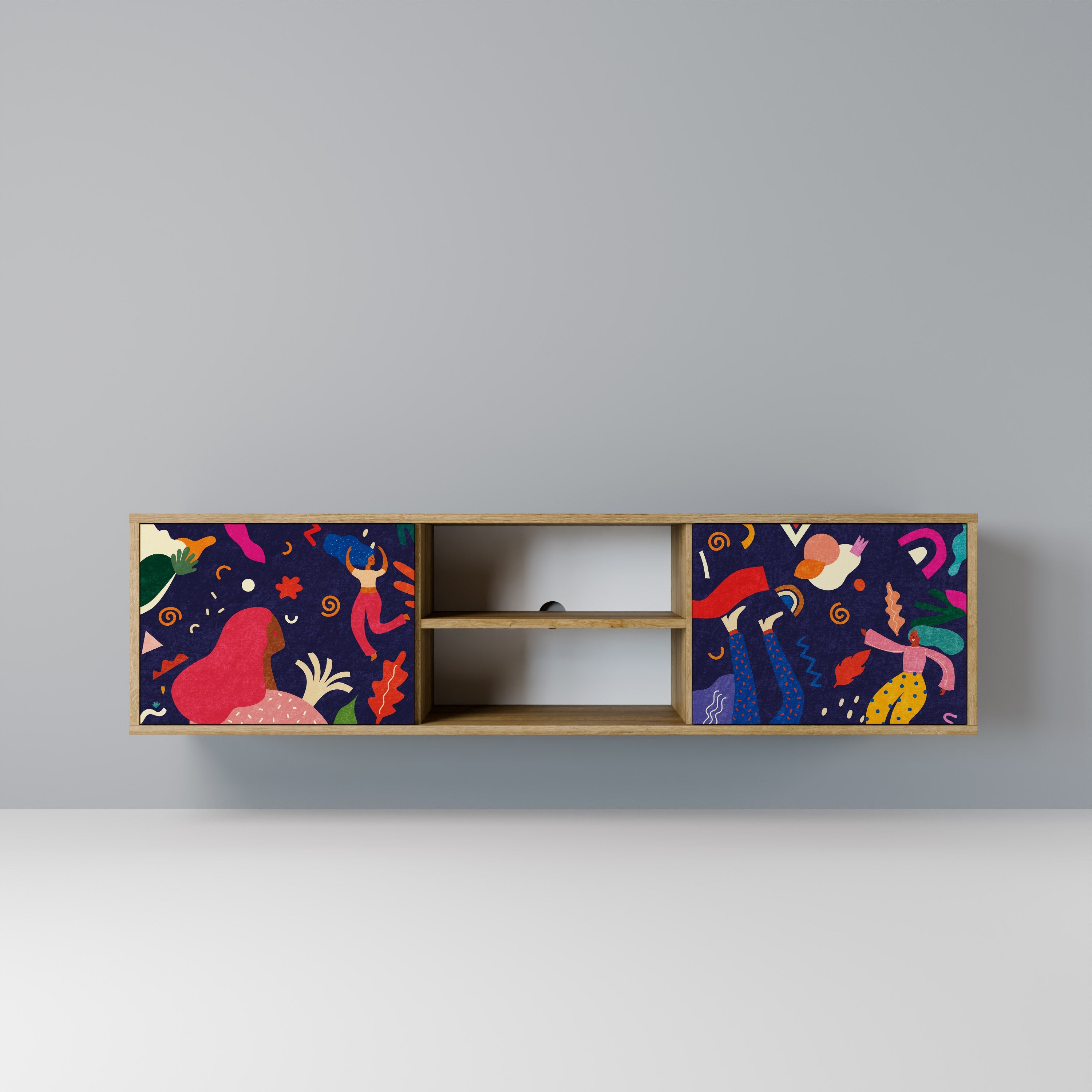 Meuble TV 2 portes FESTIVE PLEASURES effet chêne