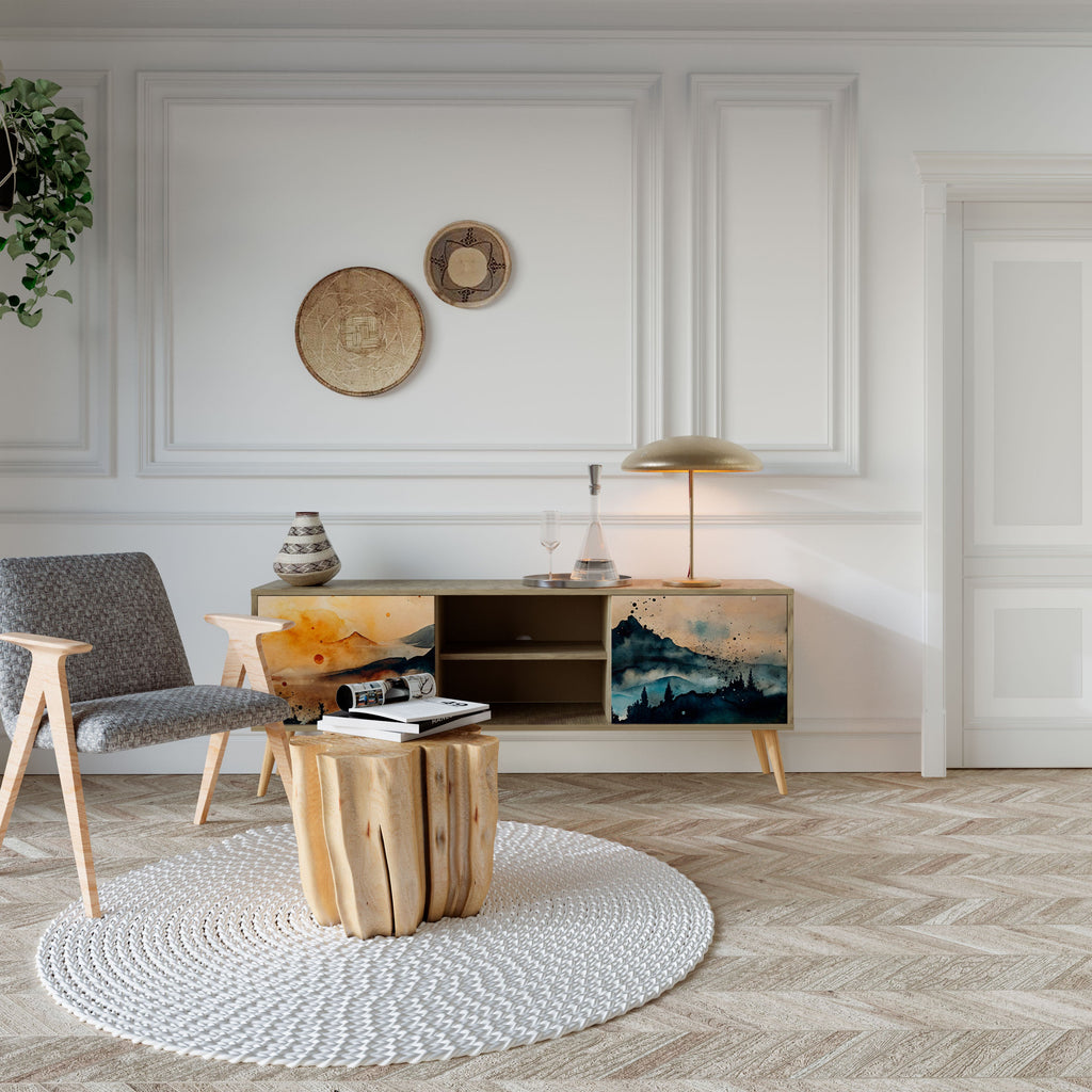 Meuble TV 2 portes OMINOUS MOUNTAINS effet chêne