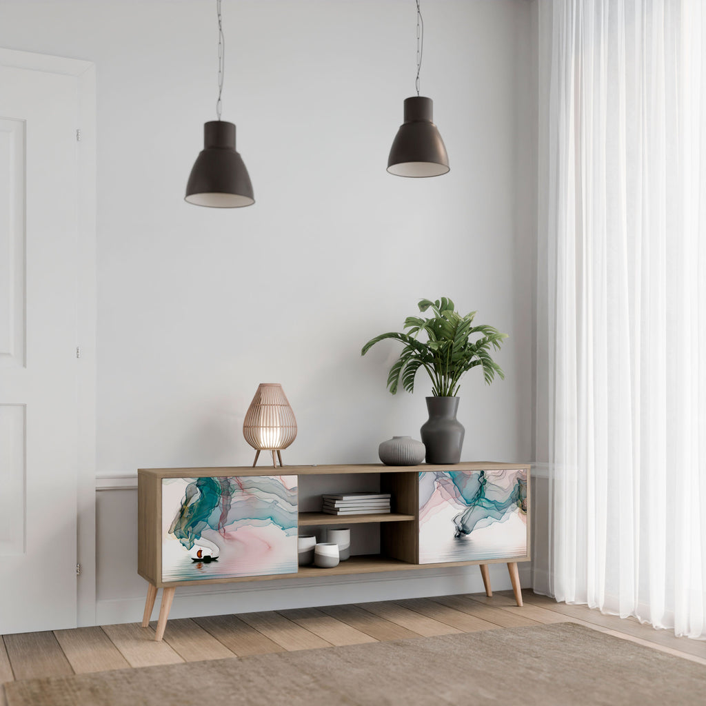 Meuble TV 2 portes VELVET CROSSING effet chêne