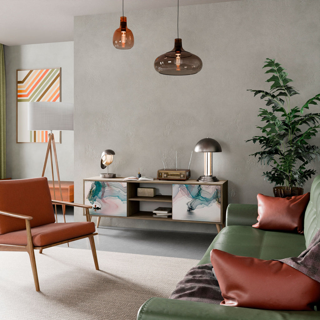 Meuble TV 2 portes VELVET CROSSING effet chêne