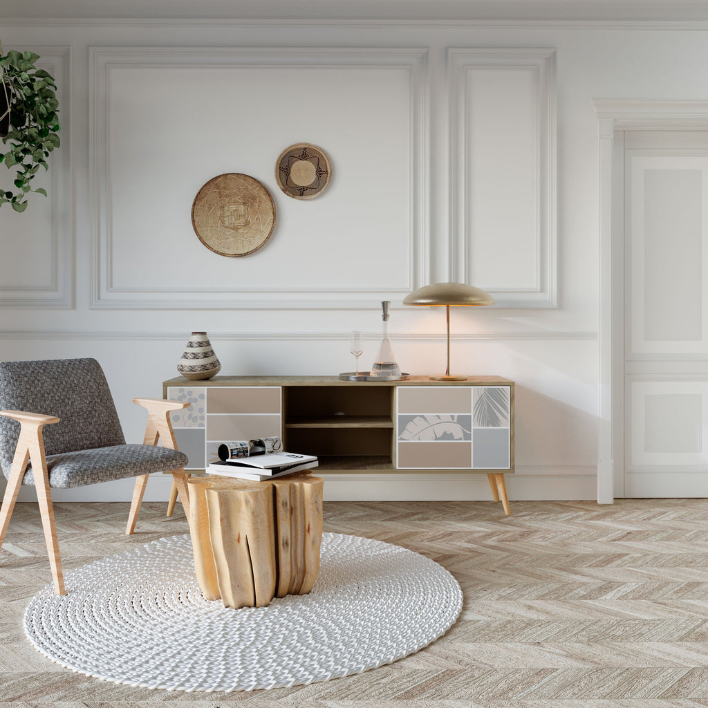 Meuble TV 2 portes TROPICAL SHAPES effet chêne