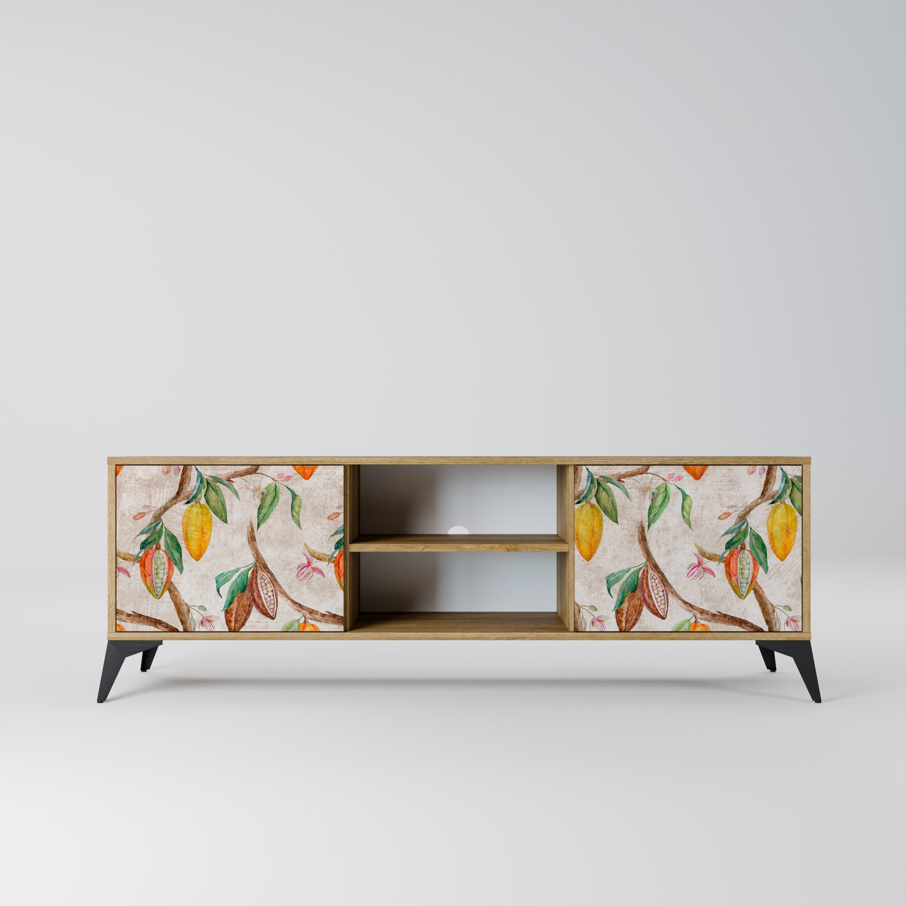 Meuble TV 2 portes COCOA FRUITS effet chêne