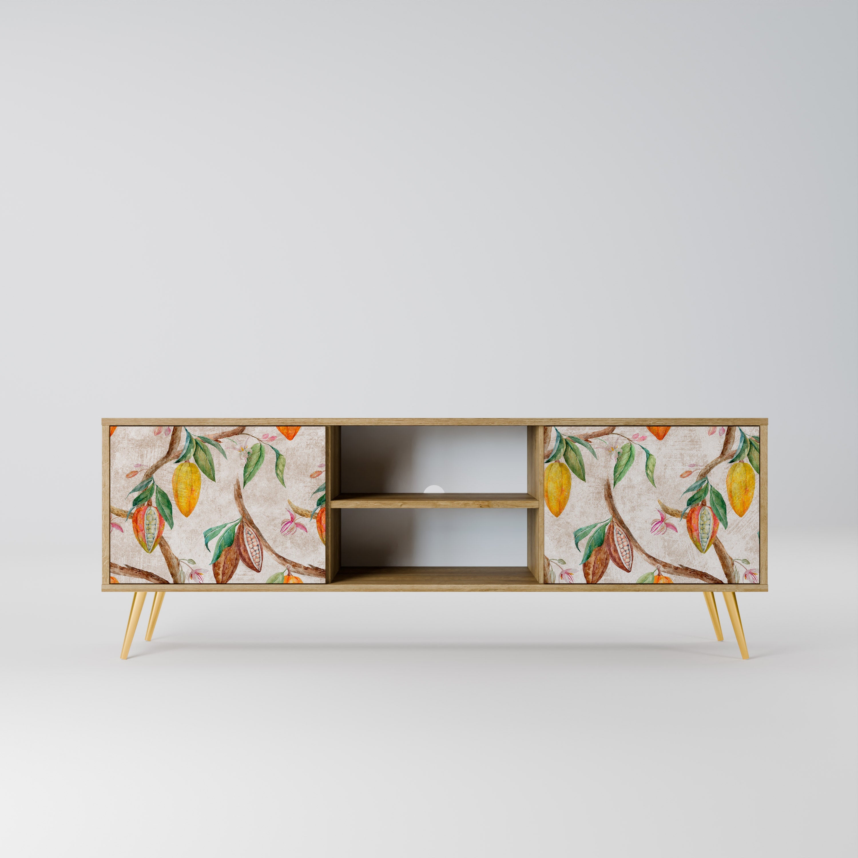 Meuble TV 2 portes COCOA FRUITS effet chêne