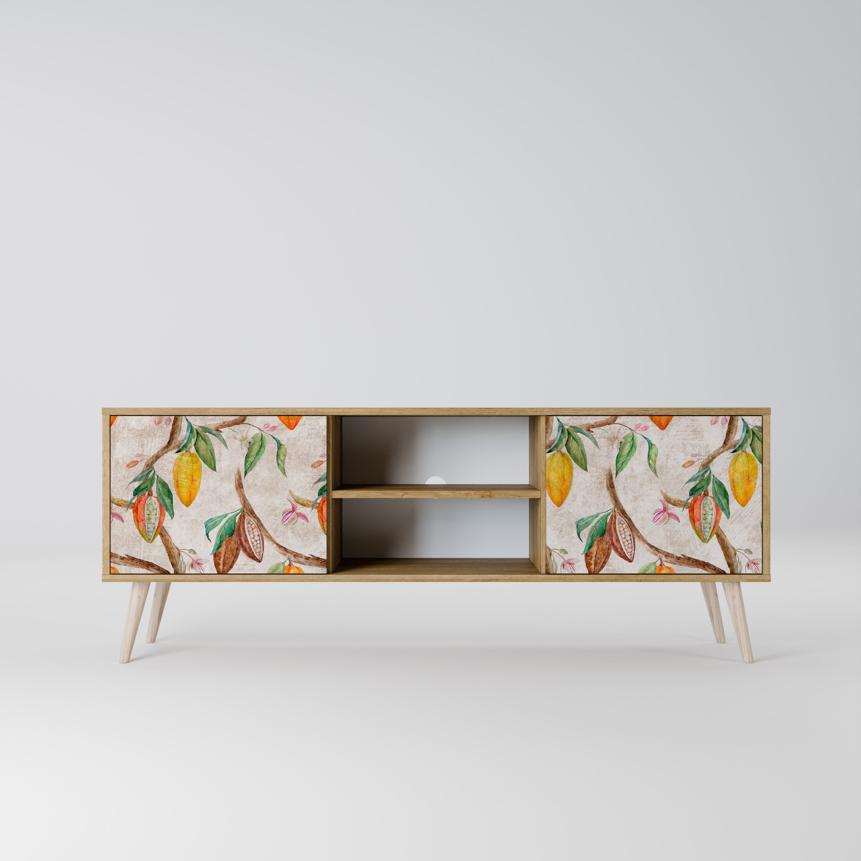 Meuble TV 2 portes COCOA FRUITS effet chêne