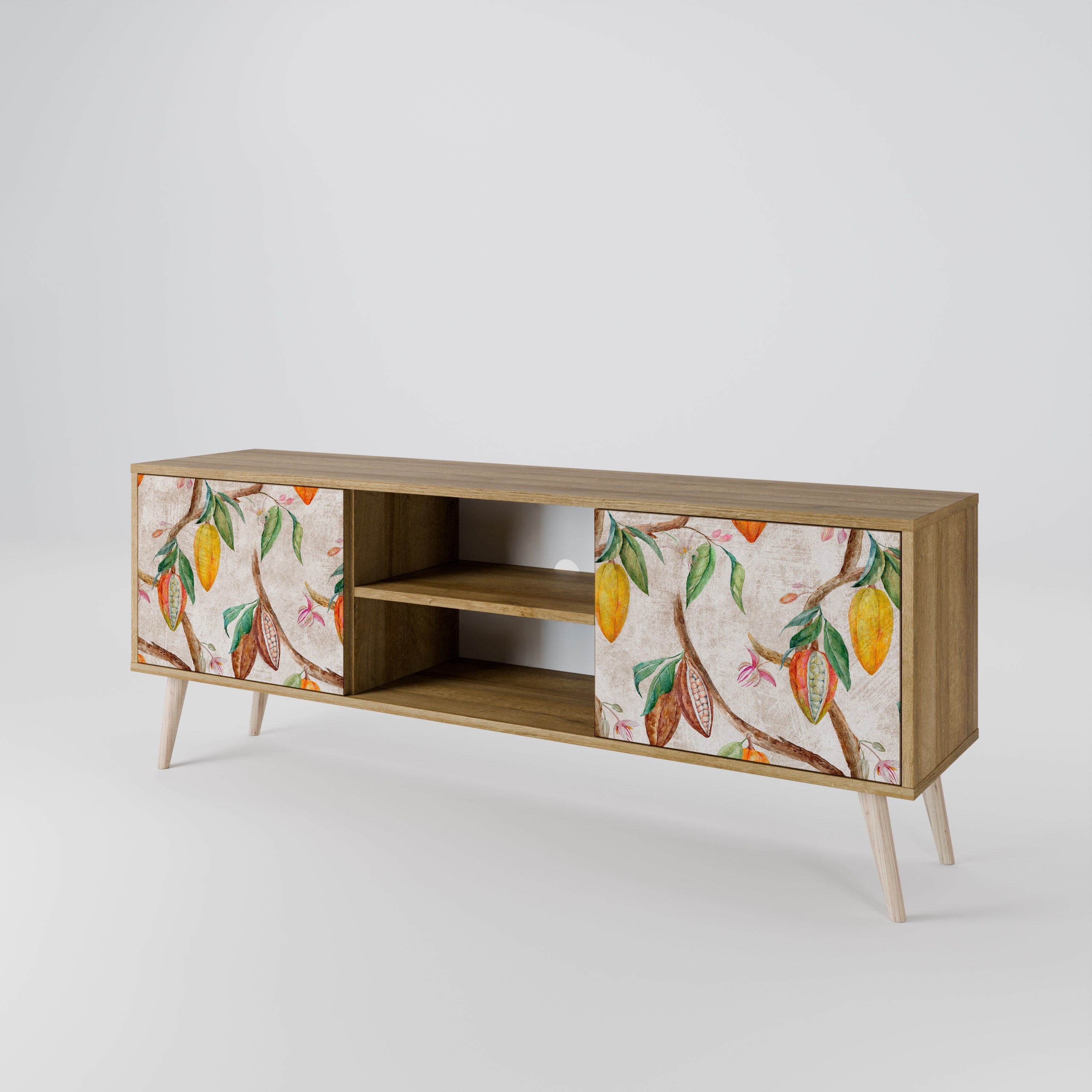 Meuble TV 2 portes COCOA FRUITS effet chêne