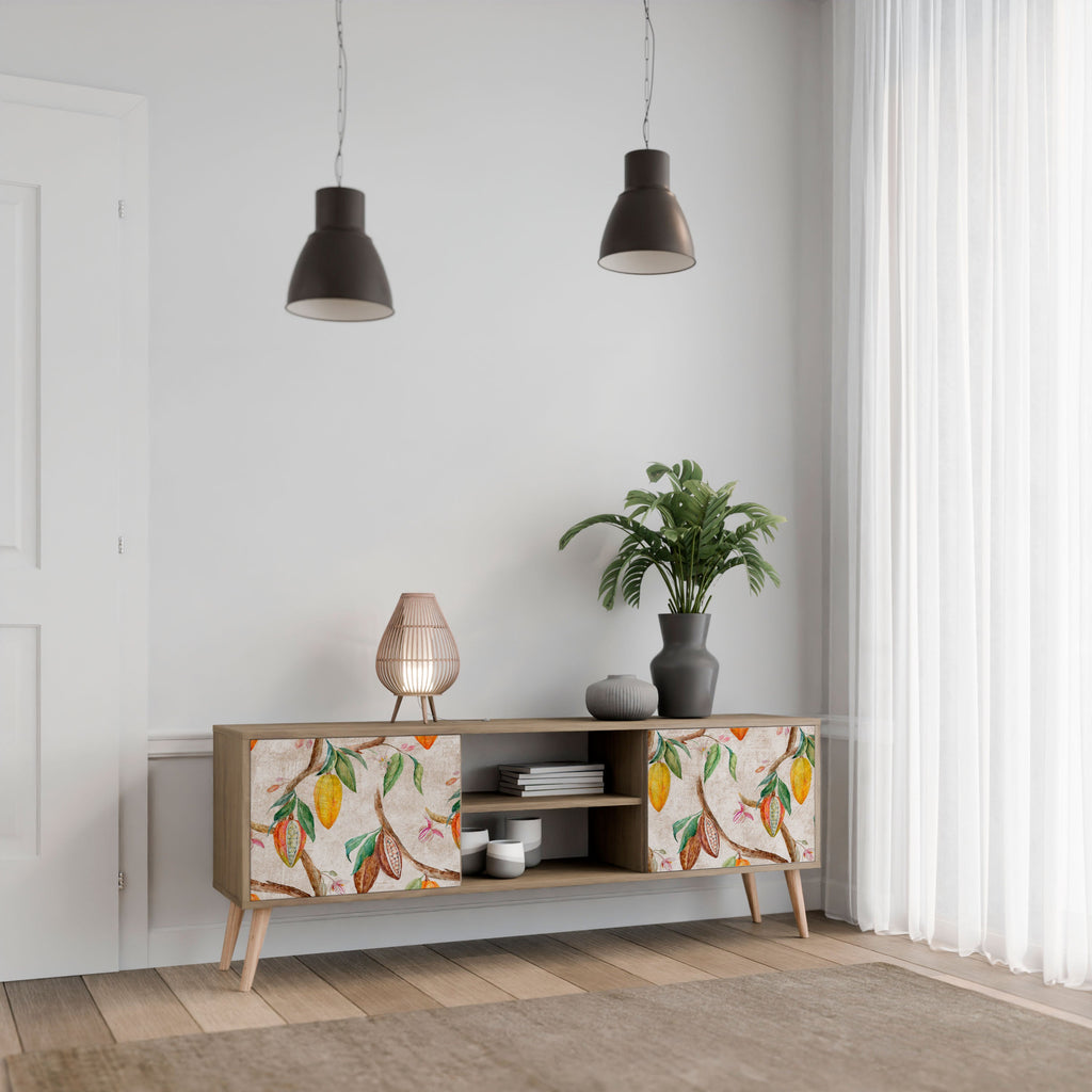 Meuble TV 2 portes COCOA FRUITS effet chêne