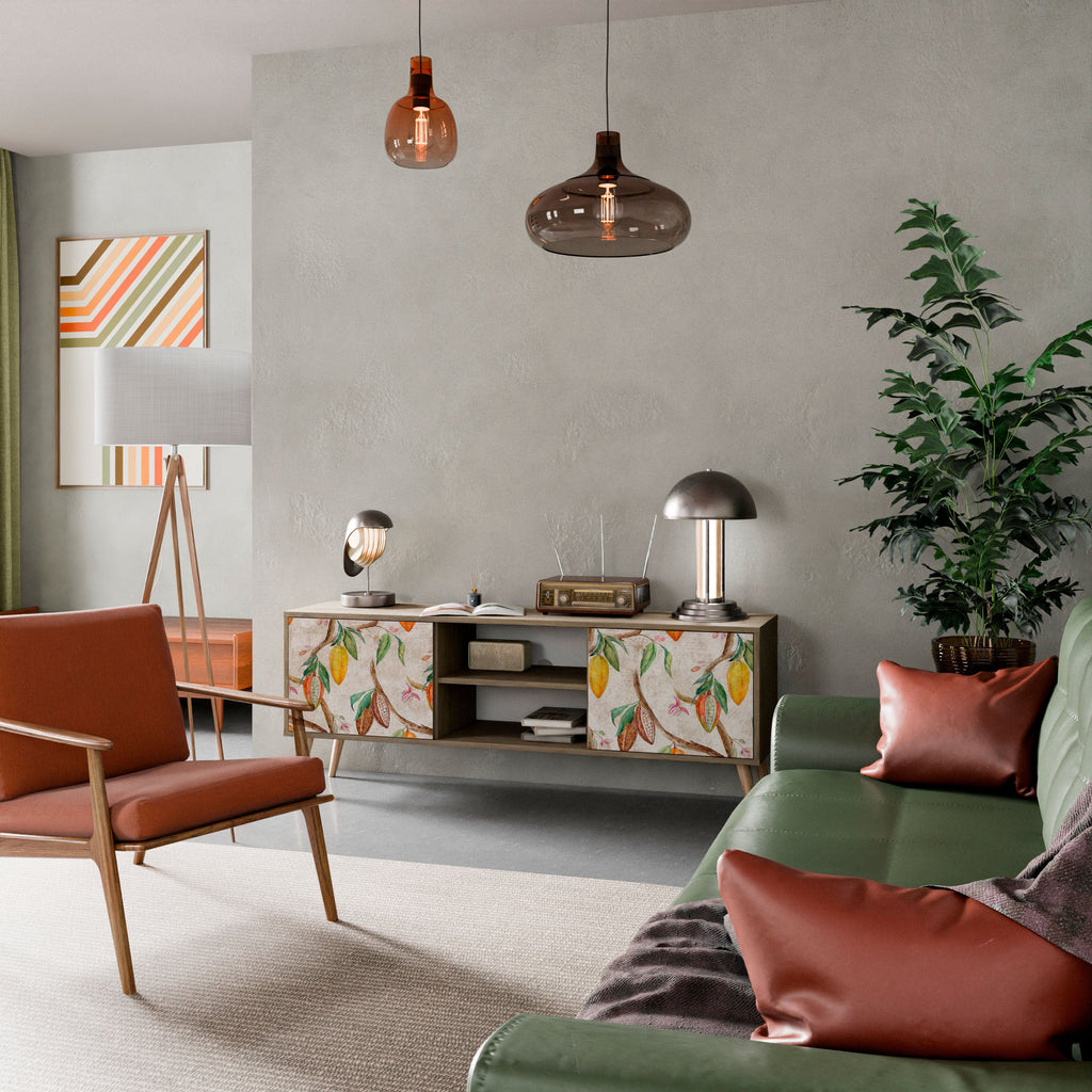 Meuble TV 2 portes COCOA FRUITS effet chêne