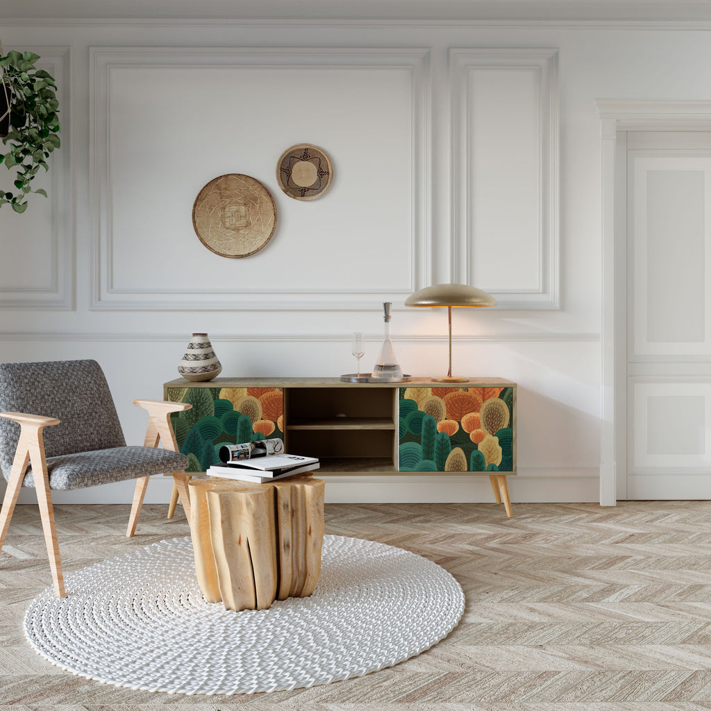 Meuble TV 2 portes AUTUMN KALEIDOSCOPE effet chêne