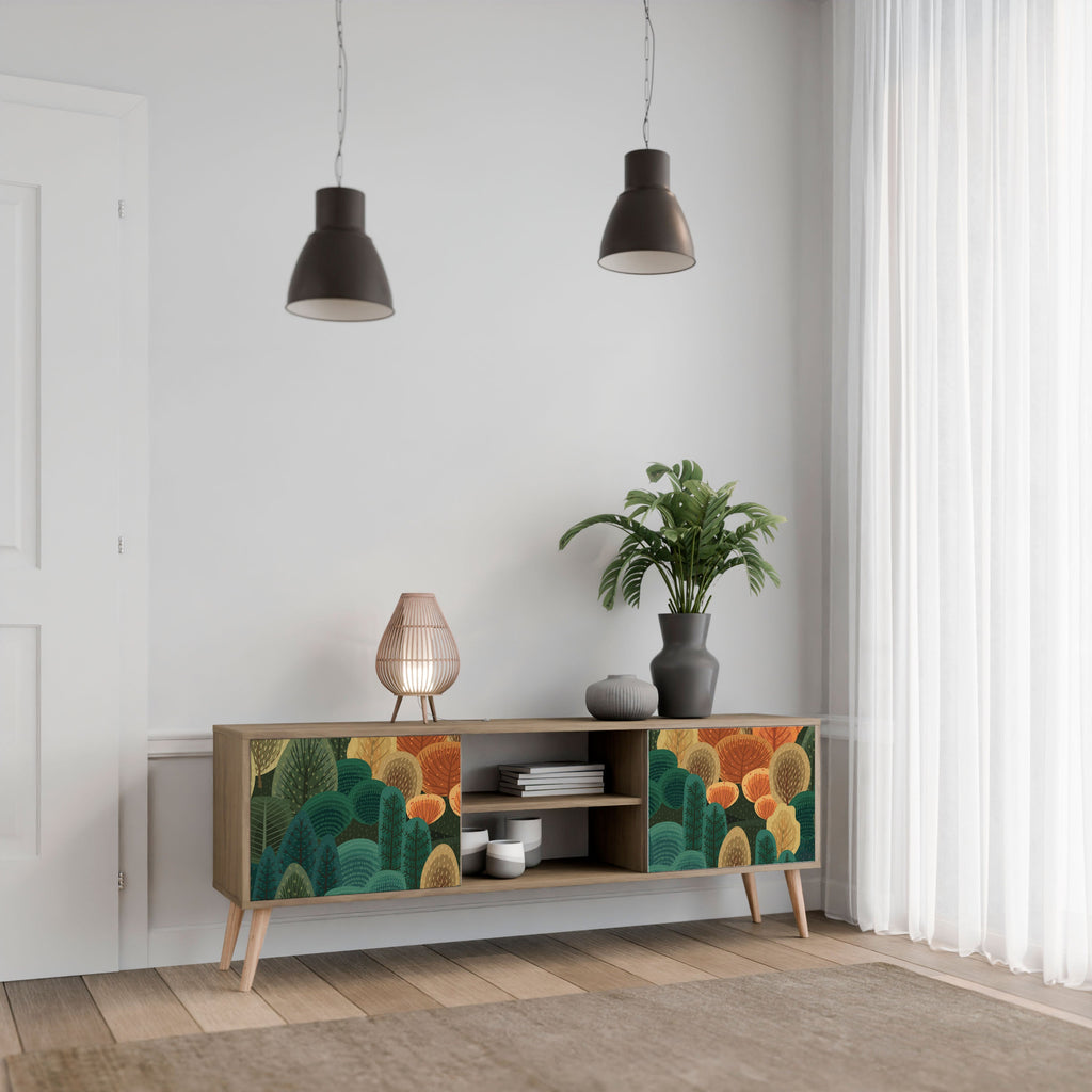 Meuble TV 2 portes AUTUMN KALEIDOSCOPE effet chêne