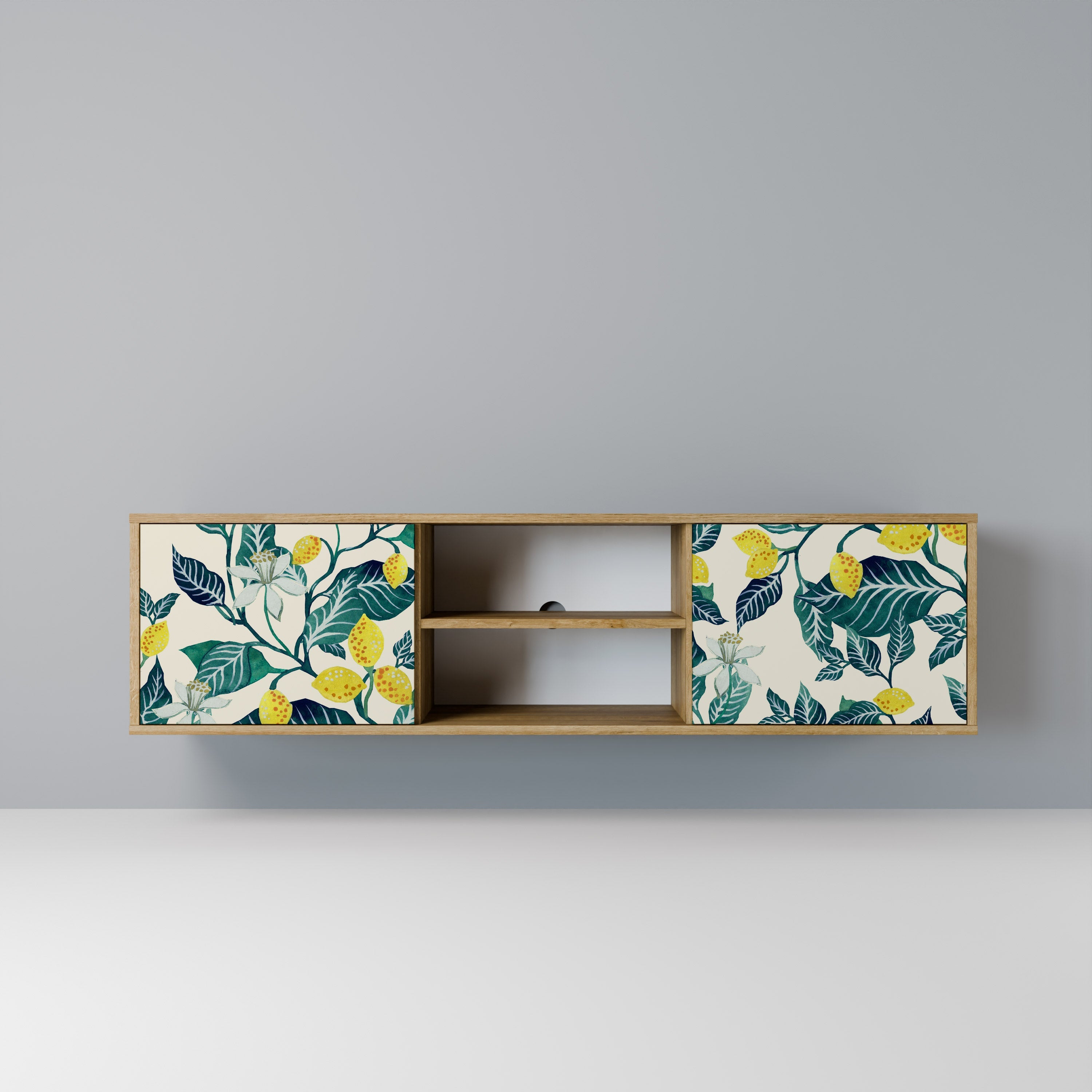 Meuble TV 2 portes LEMON TREE effet chêne