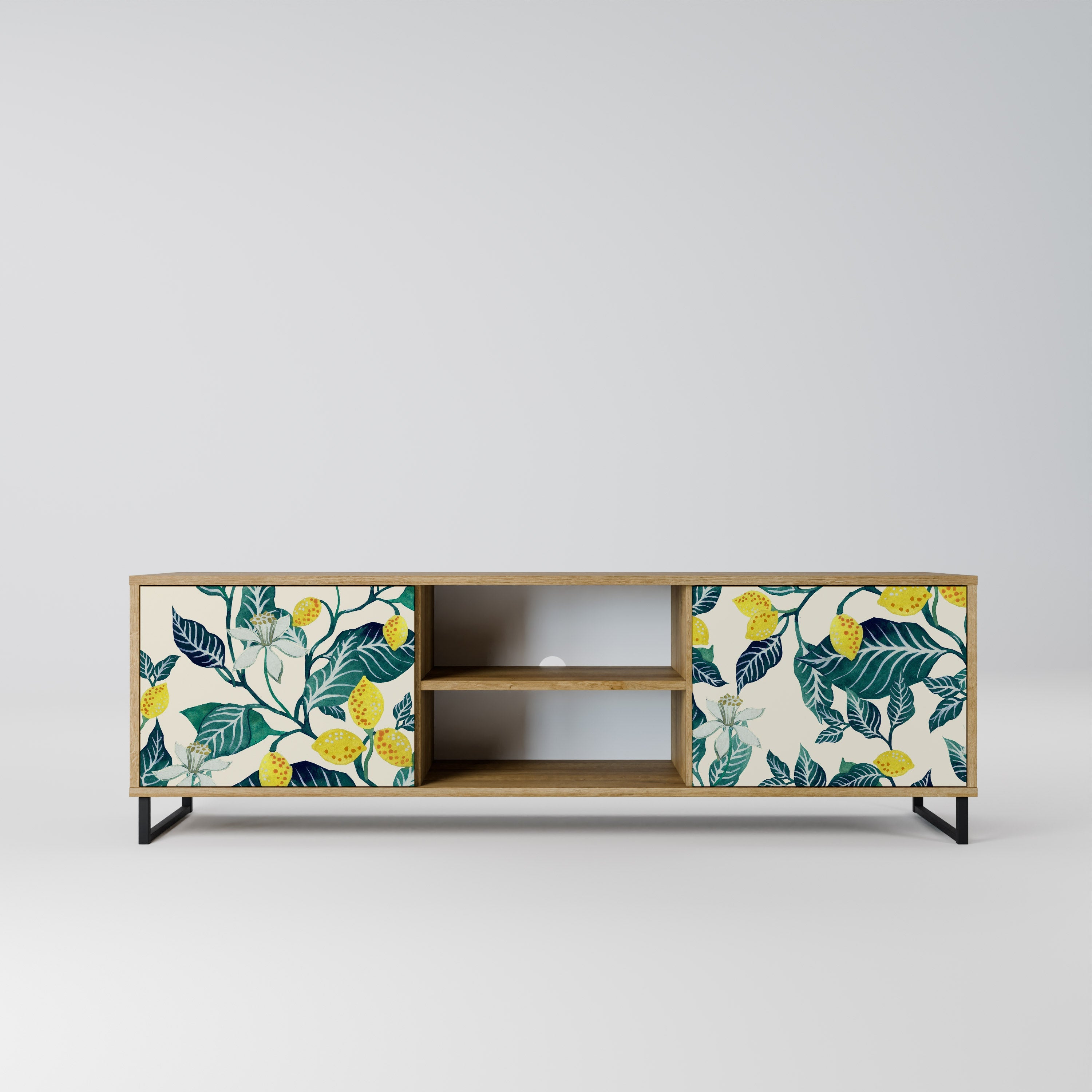 Meuble TV 2 portes LEMON TREE effet chêne