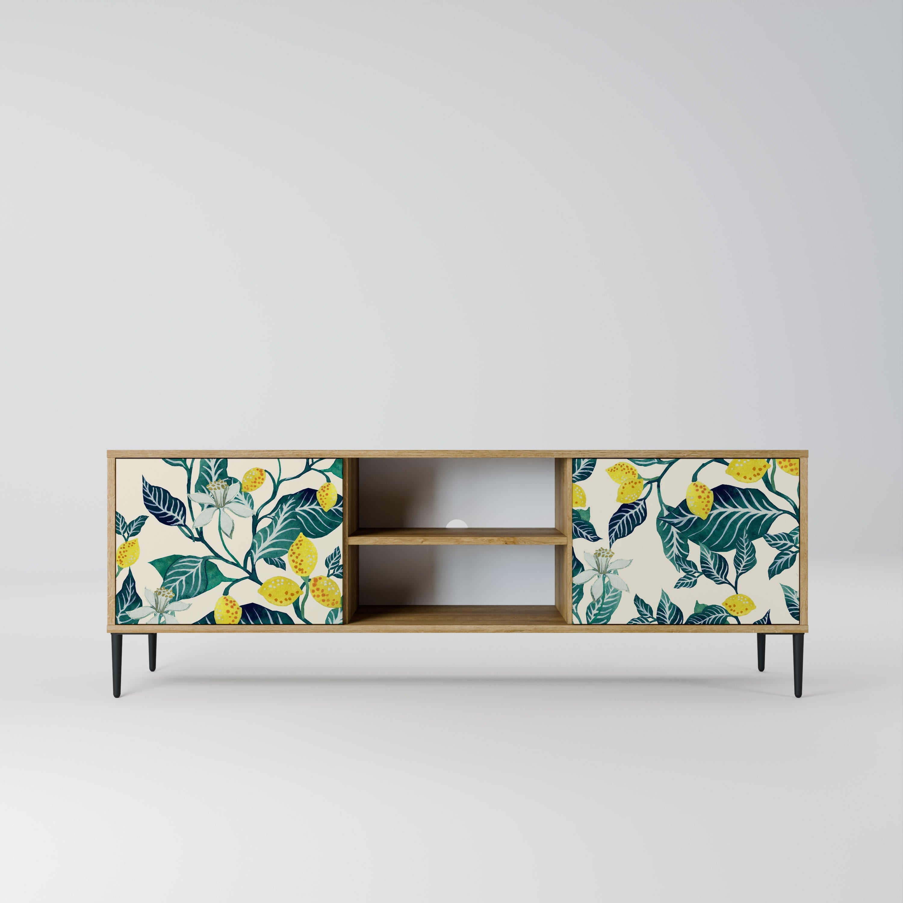 Meuble TV 2 portes LEMON TREE effet chêne