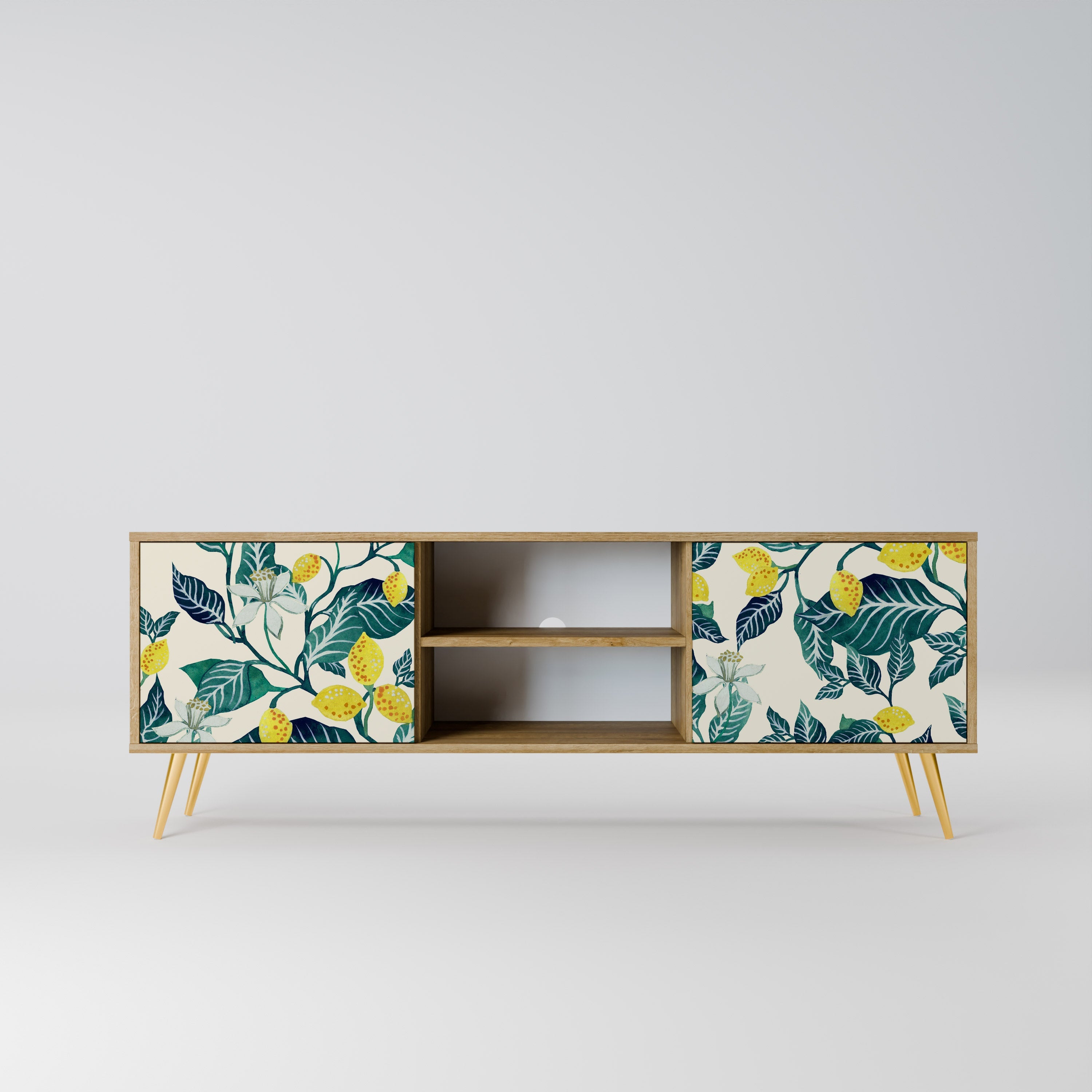 Meuble TV 2 portes LEMON TREE effet chêne