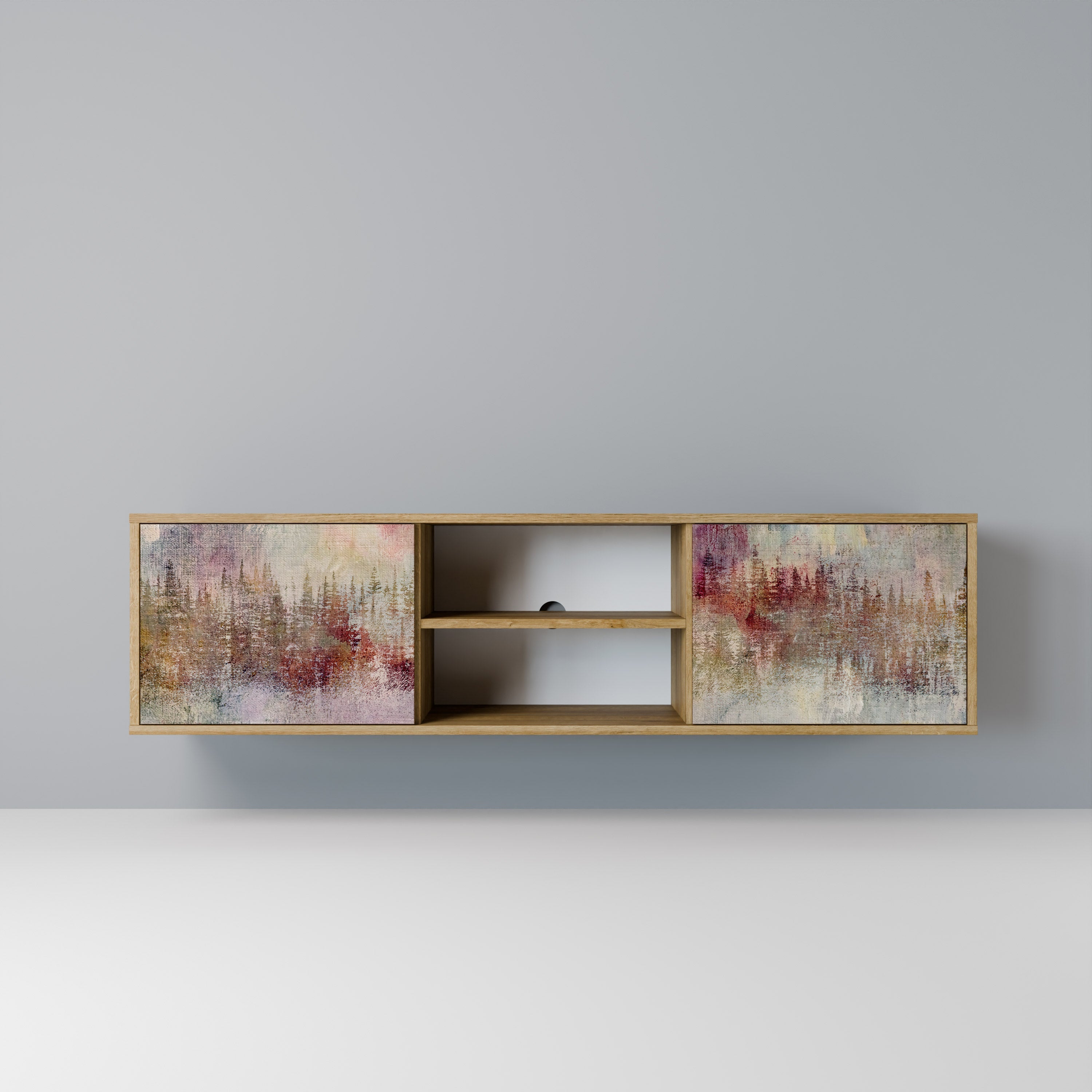 Meuble TV 2 portes VEILED SUMMIT effet chêne