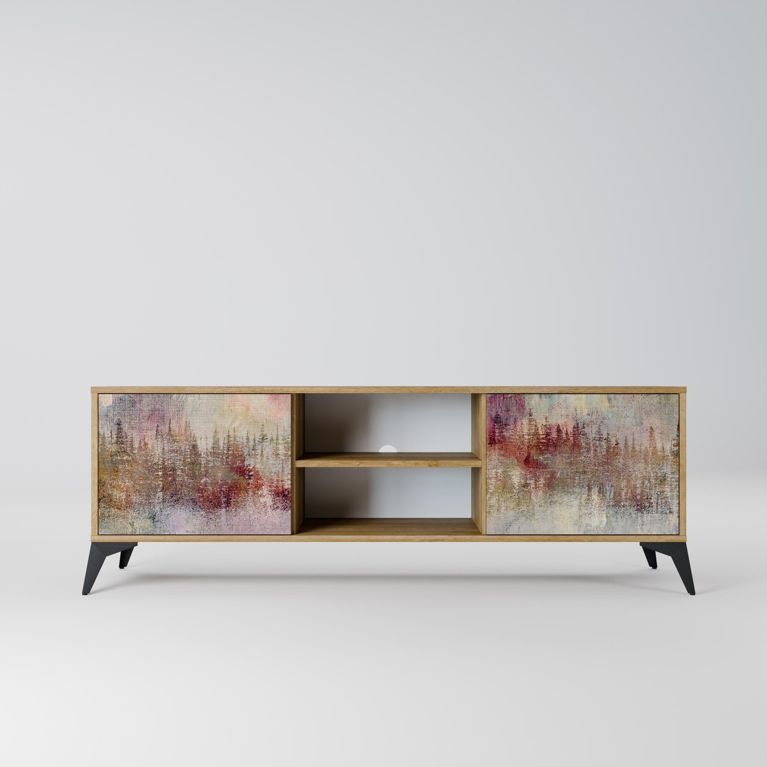 Meuble TV 2 portes VEILED SUMMIT effet chêne