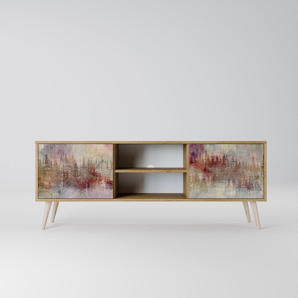 Meuble TV 2 portes VEILED SUMMIT effet chêne