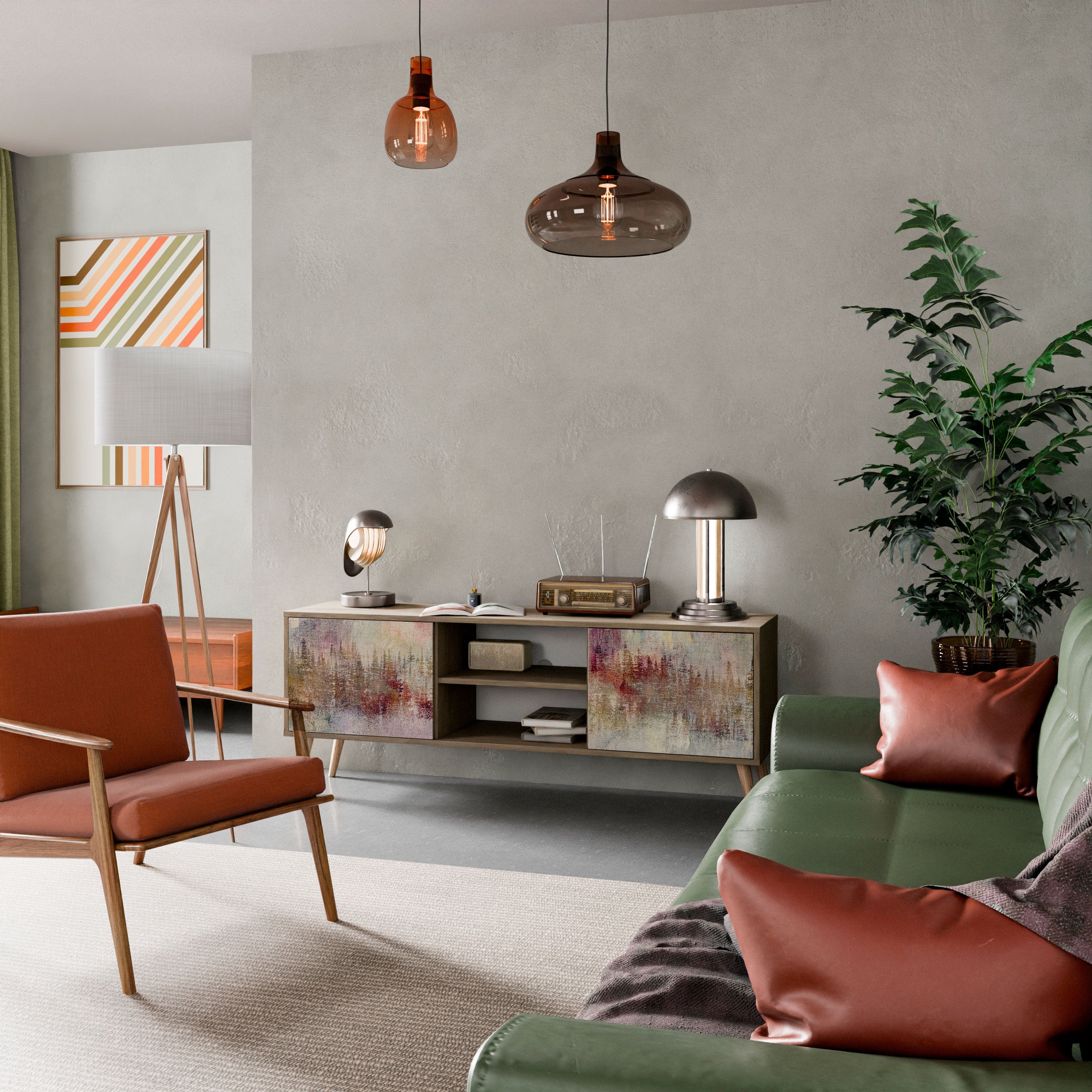 Meuble TV 2 portes VEILED SUMMIT effet chêne