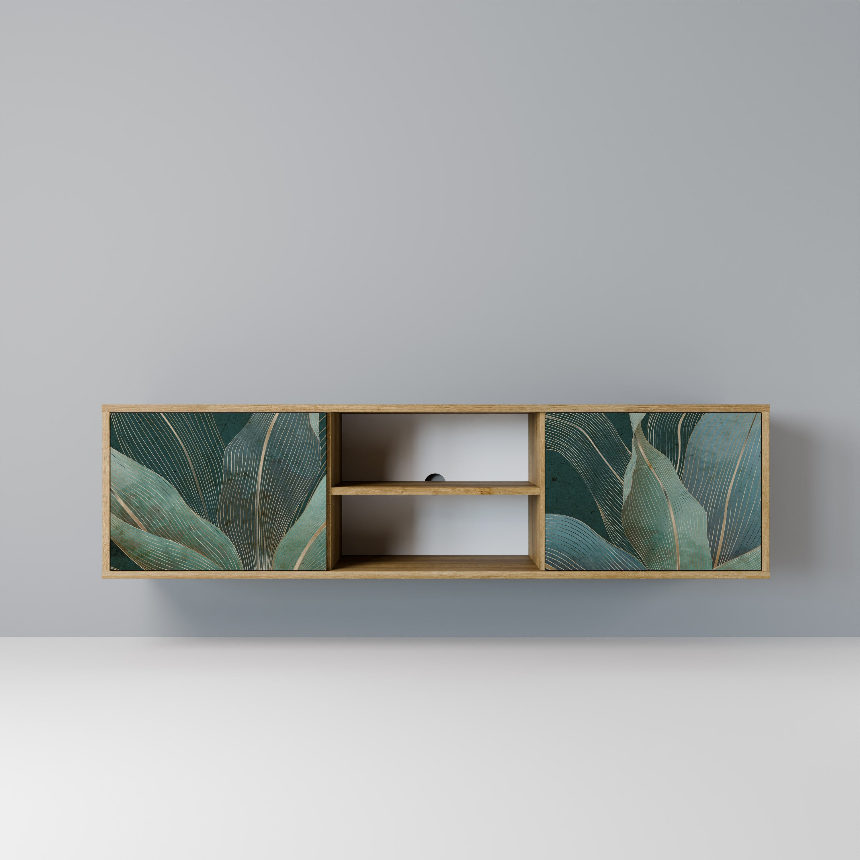 Meuble TV 2 portes ROYAL GREEN effet chêne