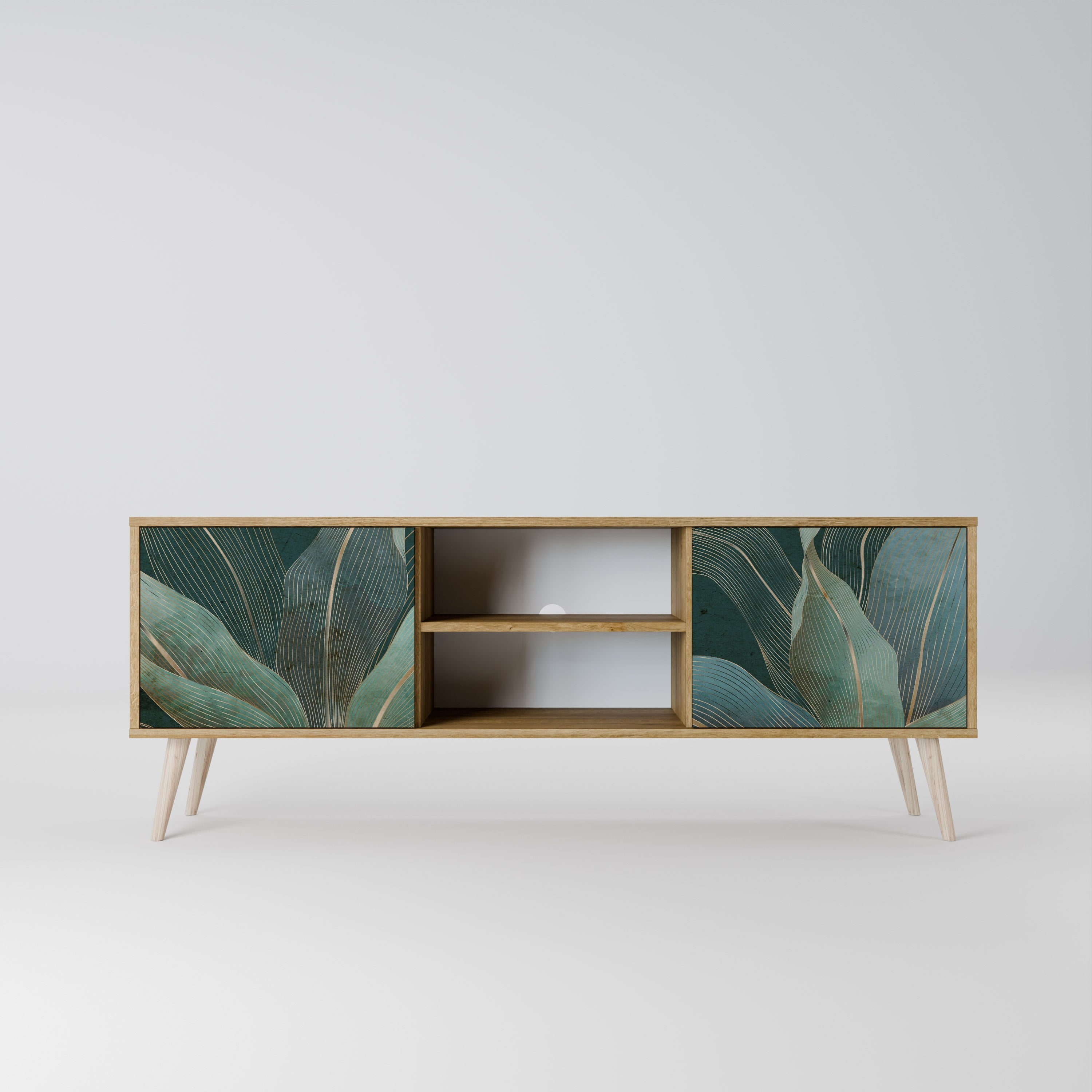 Meuble TV 2 portes ROYAL GREEN effet chêne