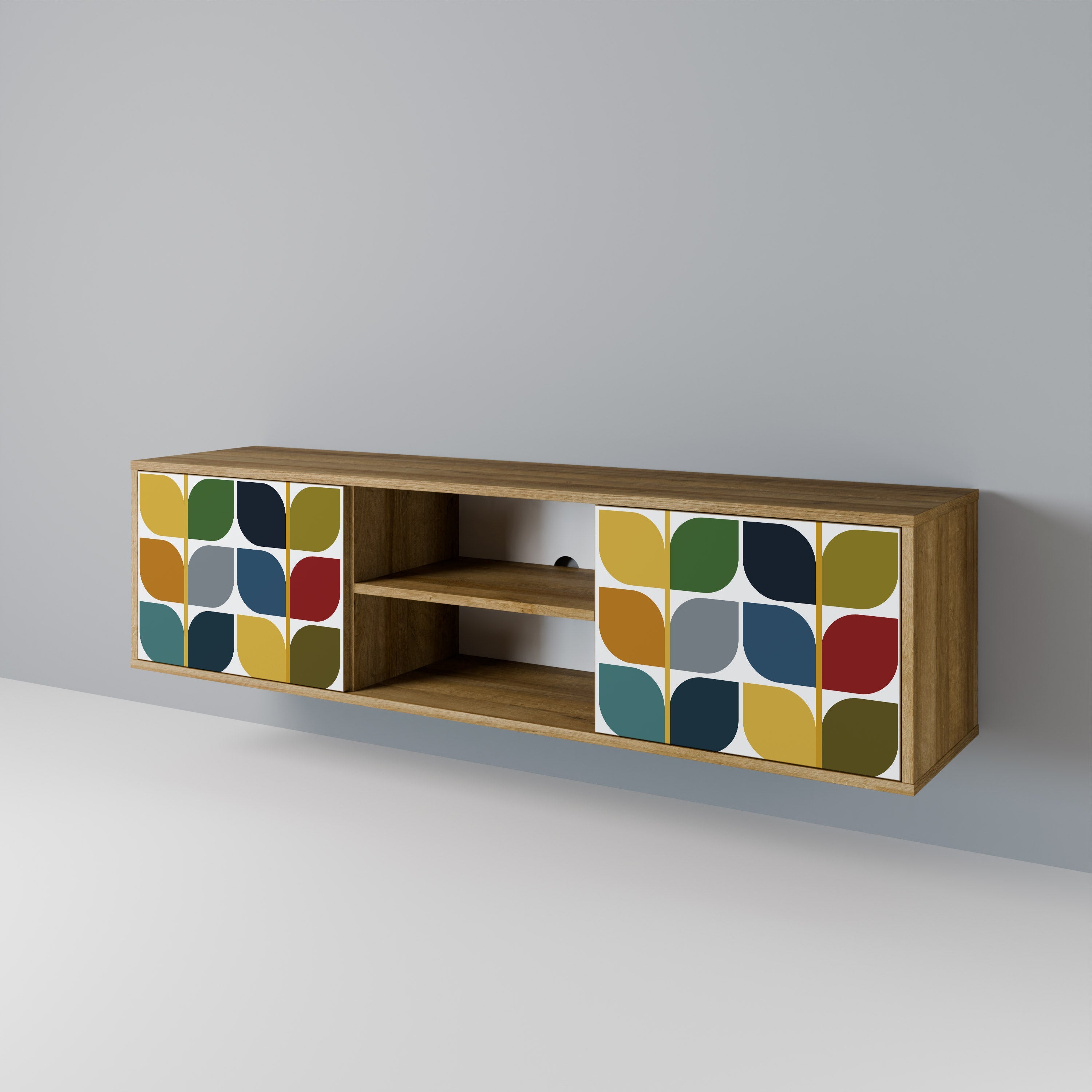 Meuble TV 2 portes effet chêne WEIGHTLESS HOURS