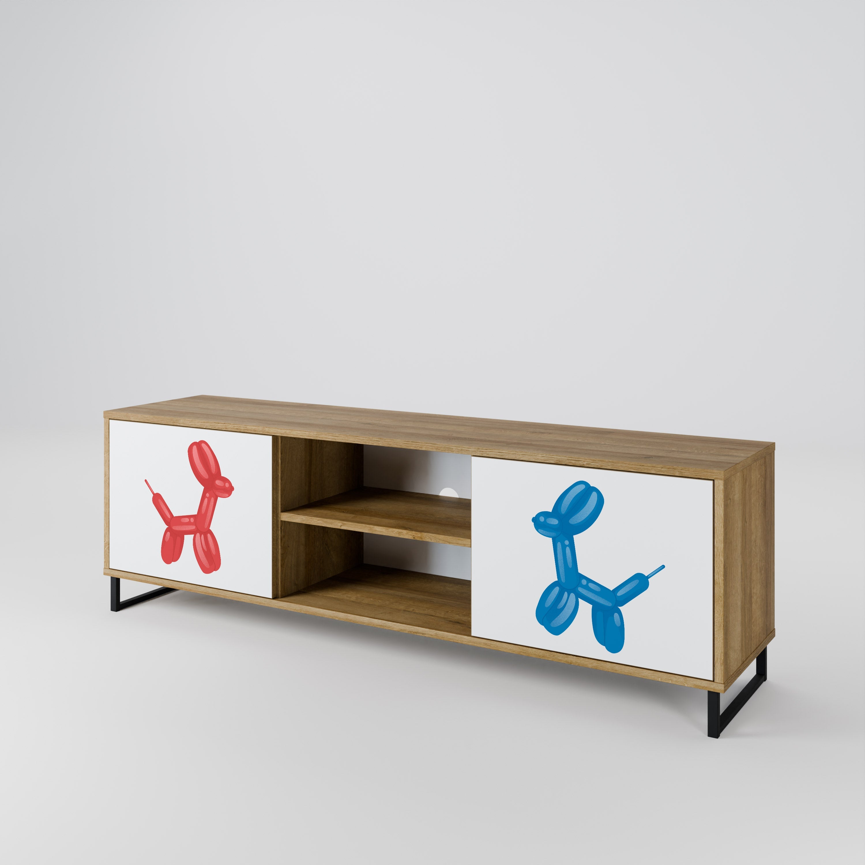 Meuble TV 2 portes CHILDHOOD MEMORY effet chêne