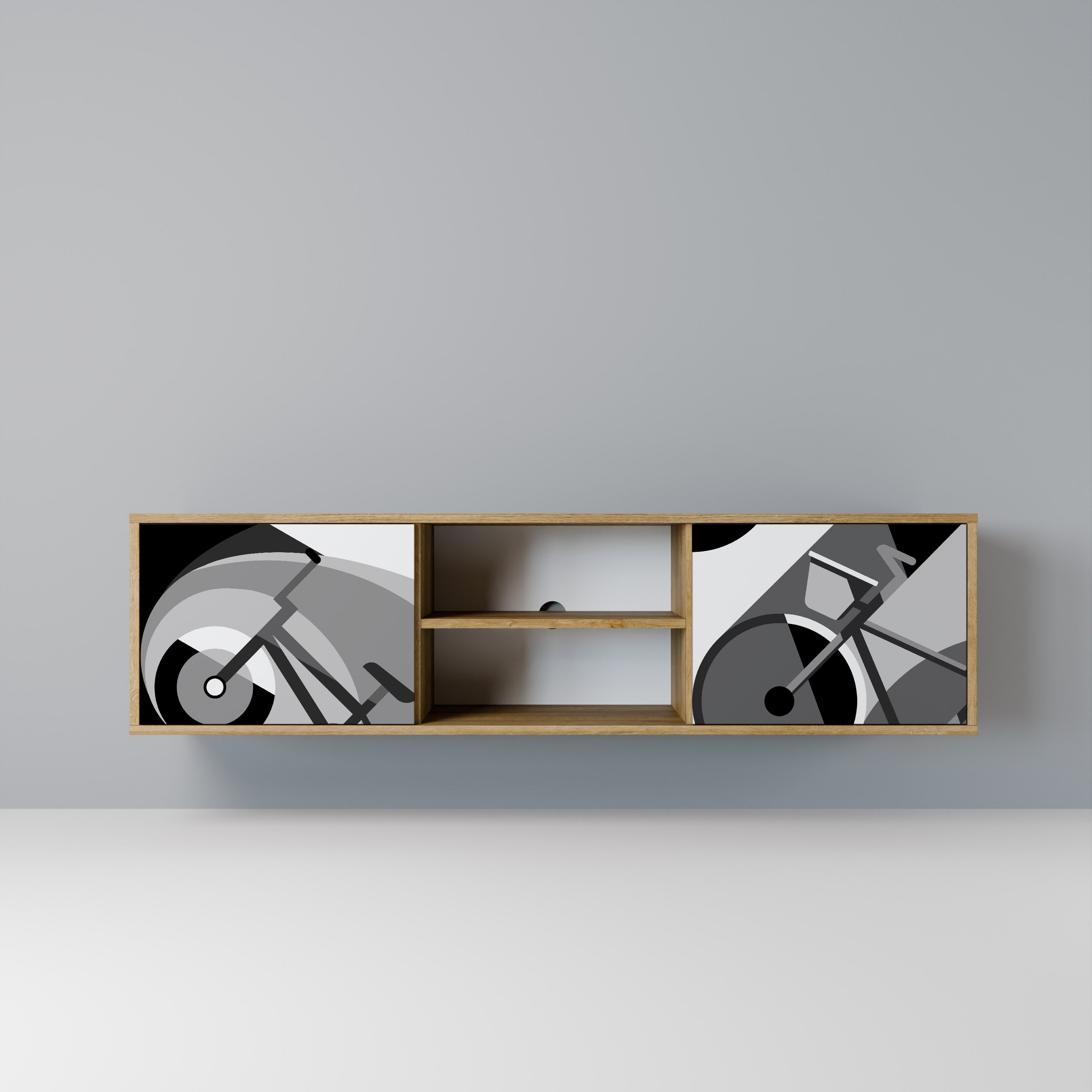 Meuble TV 2 portes BIKE ENERGY effet chêne