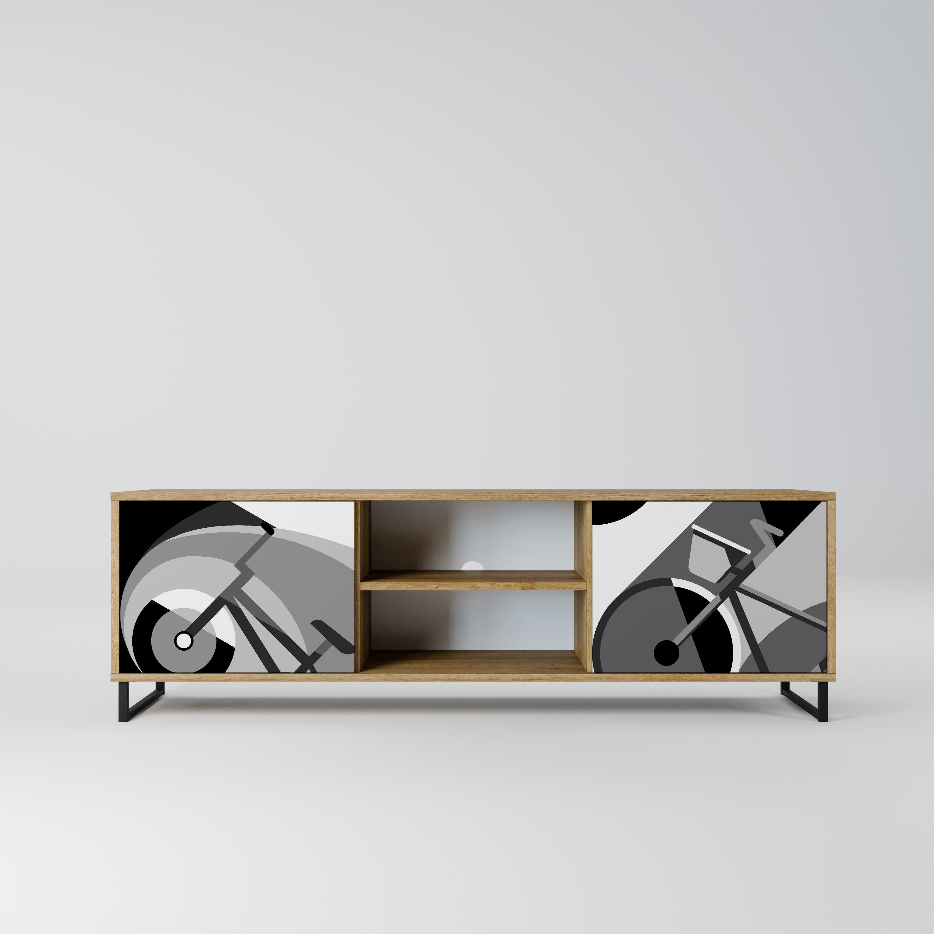 Meuble TV 2 portes BIKE ENERGY effet chêne