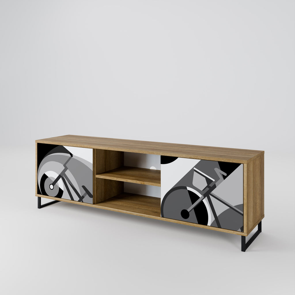 Meuble TV 2 portes BIKE ENERGY effet chêne