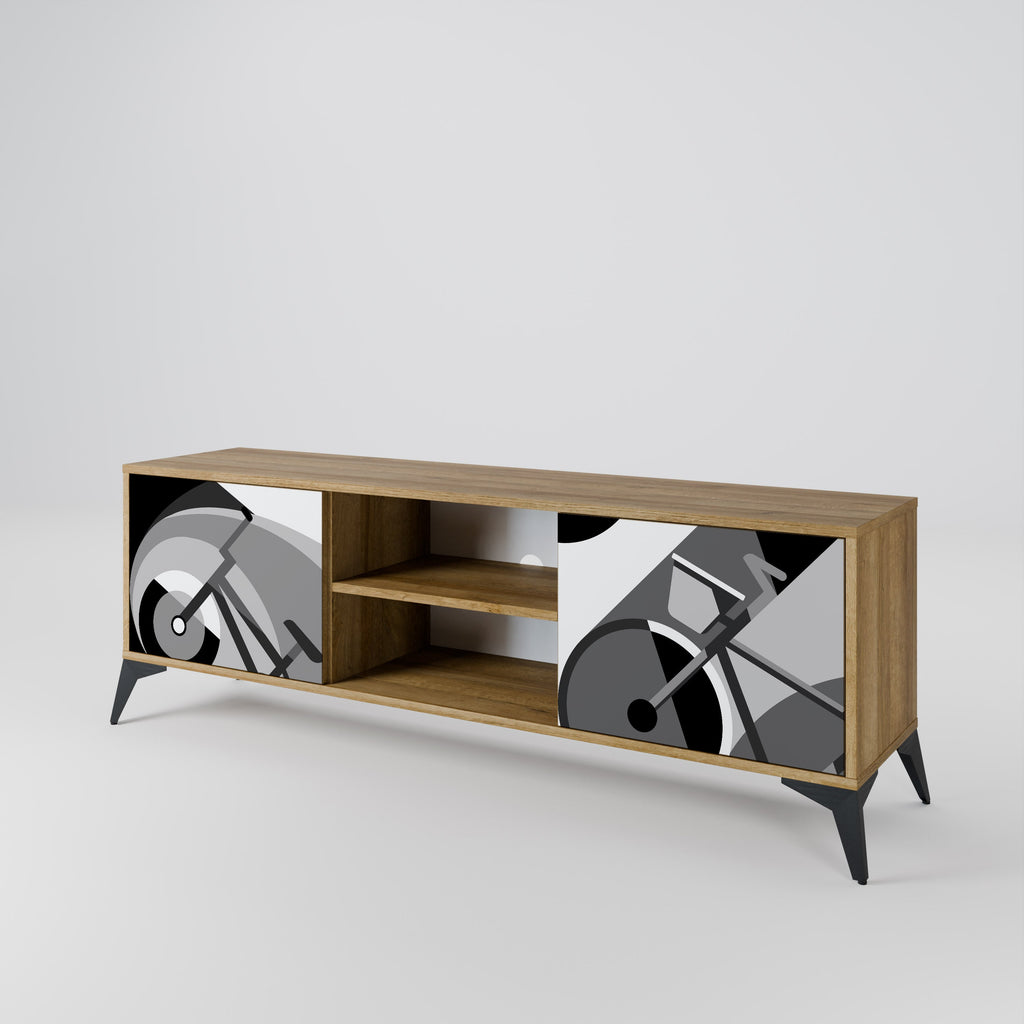 Meuble TV 2 portes BIKE ENERGY effet chêne