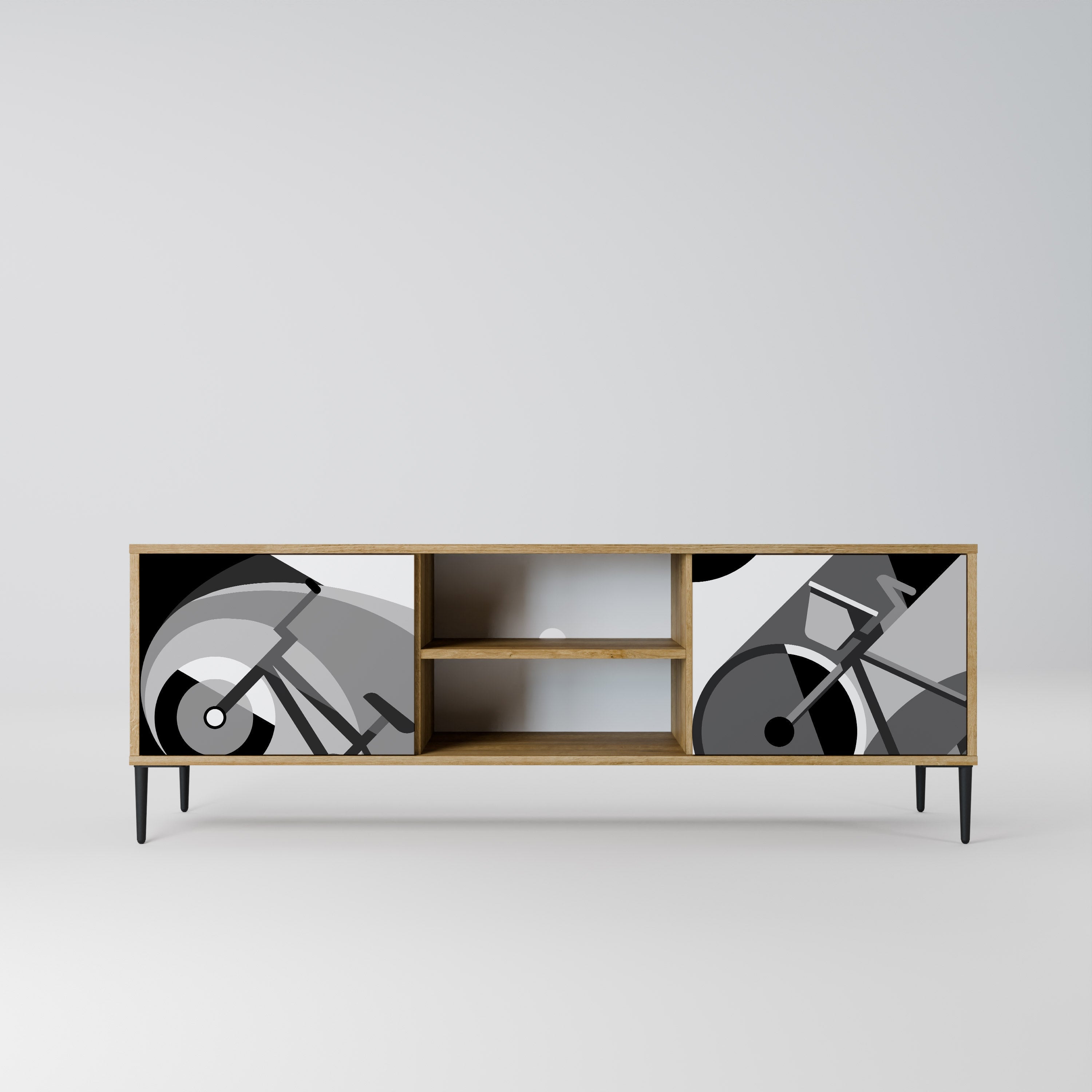 Meuble TV 2 portes BIKE ENERGY effet chêne