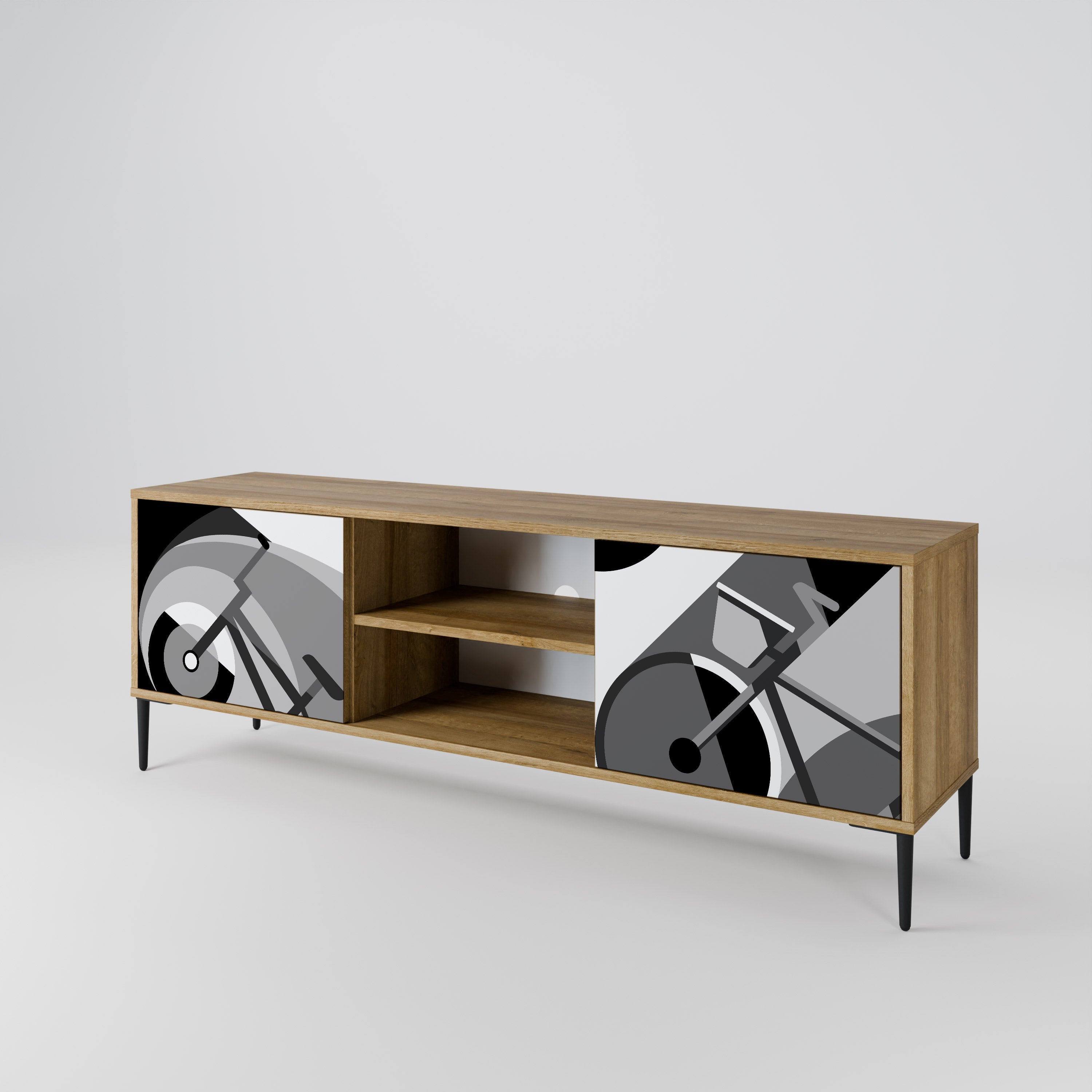 Meuble TV 2 portes BIKE ENERGY effet chêne