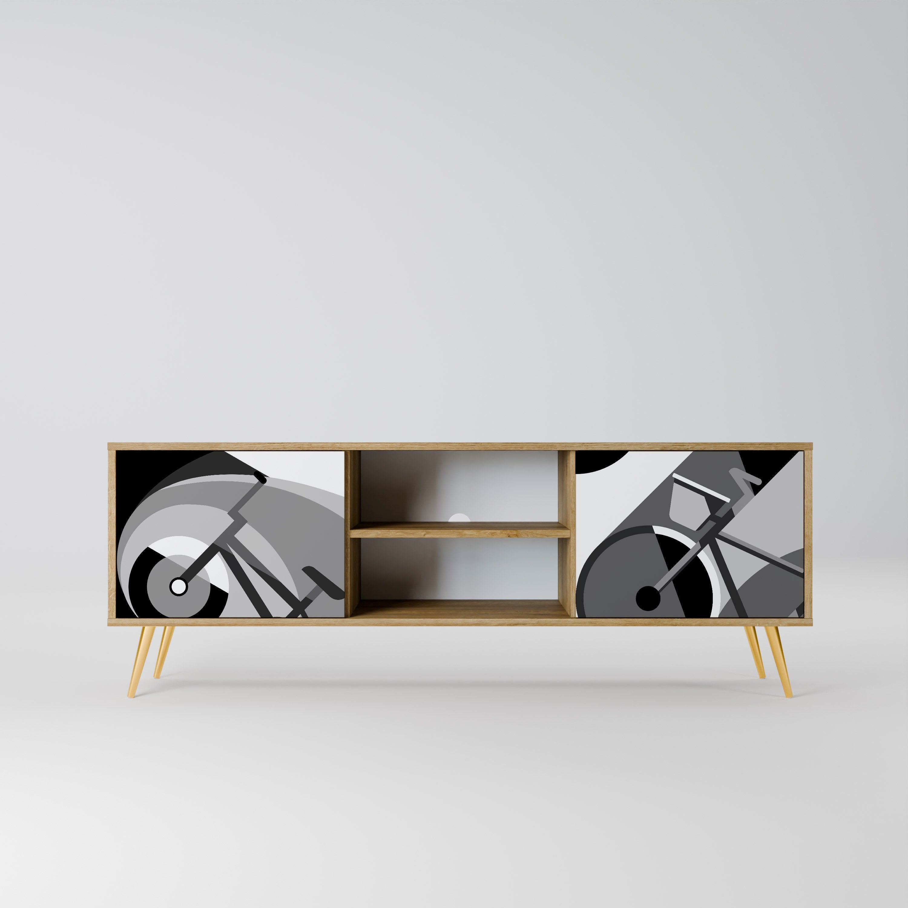 Meuble TV 2 portes BIKE ENERGY effet chêne