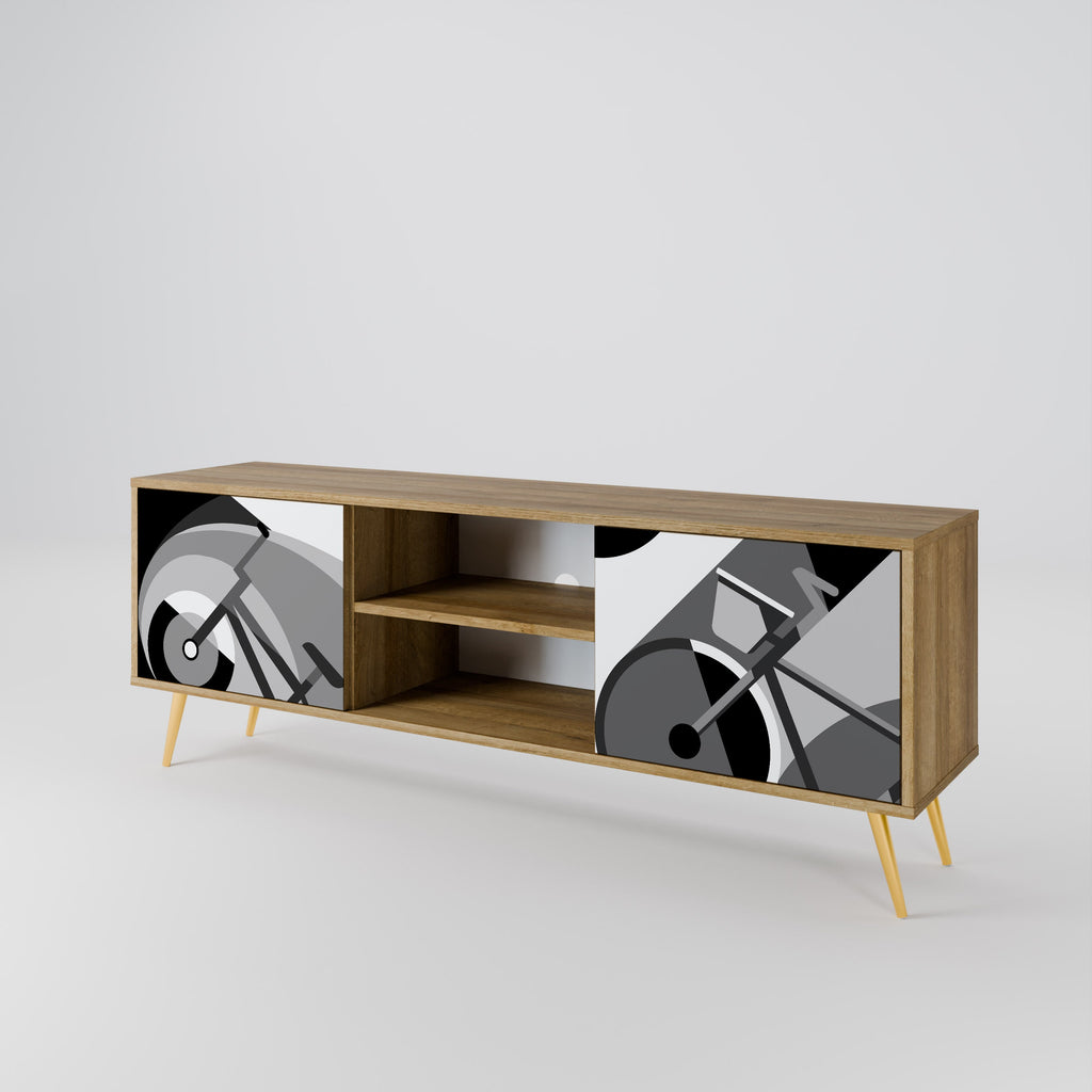 Meuble TV 2 portes BIKE ENERGY effet chêne