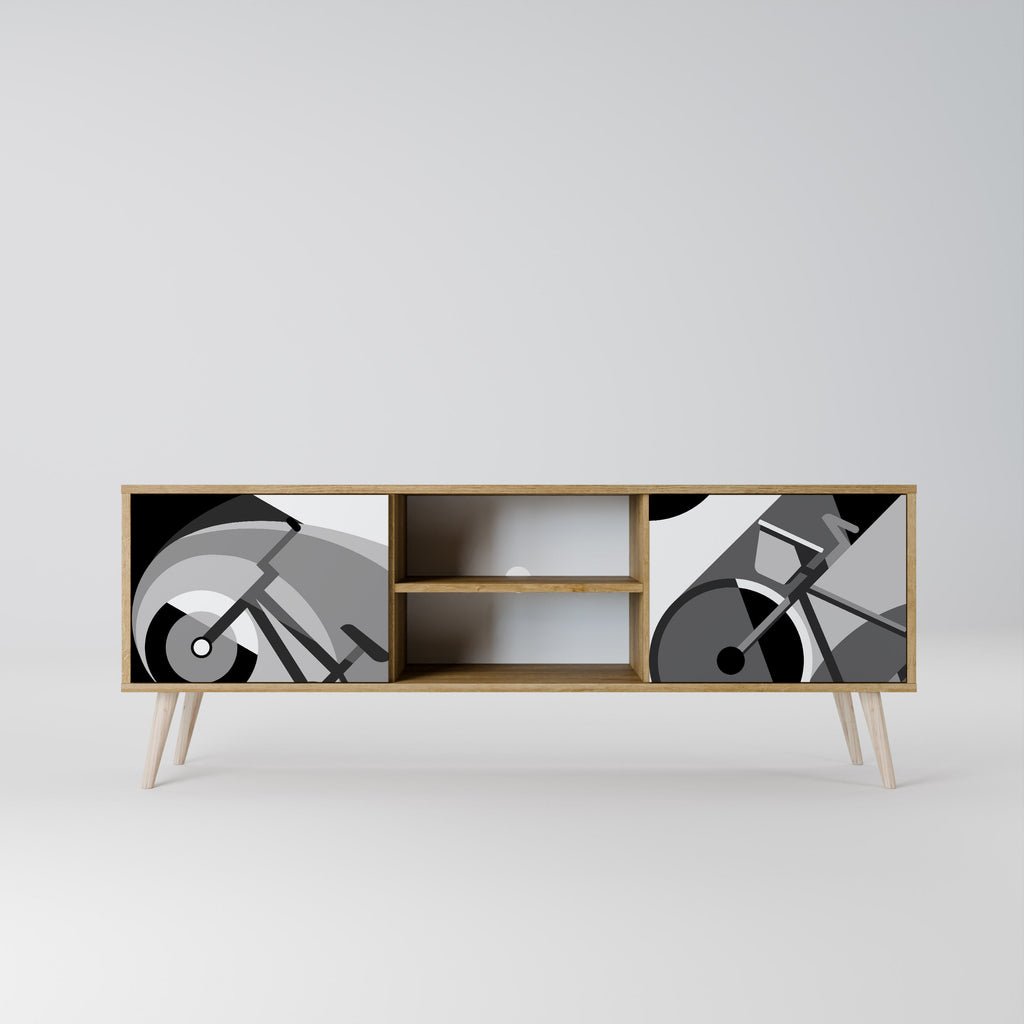 Meuble TV 2 portes BIKE ENERGY effet chêne