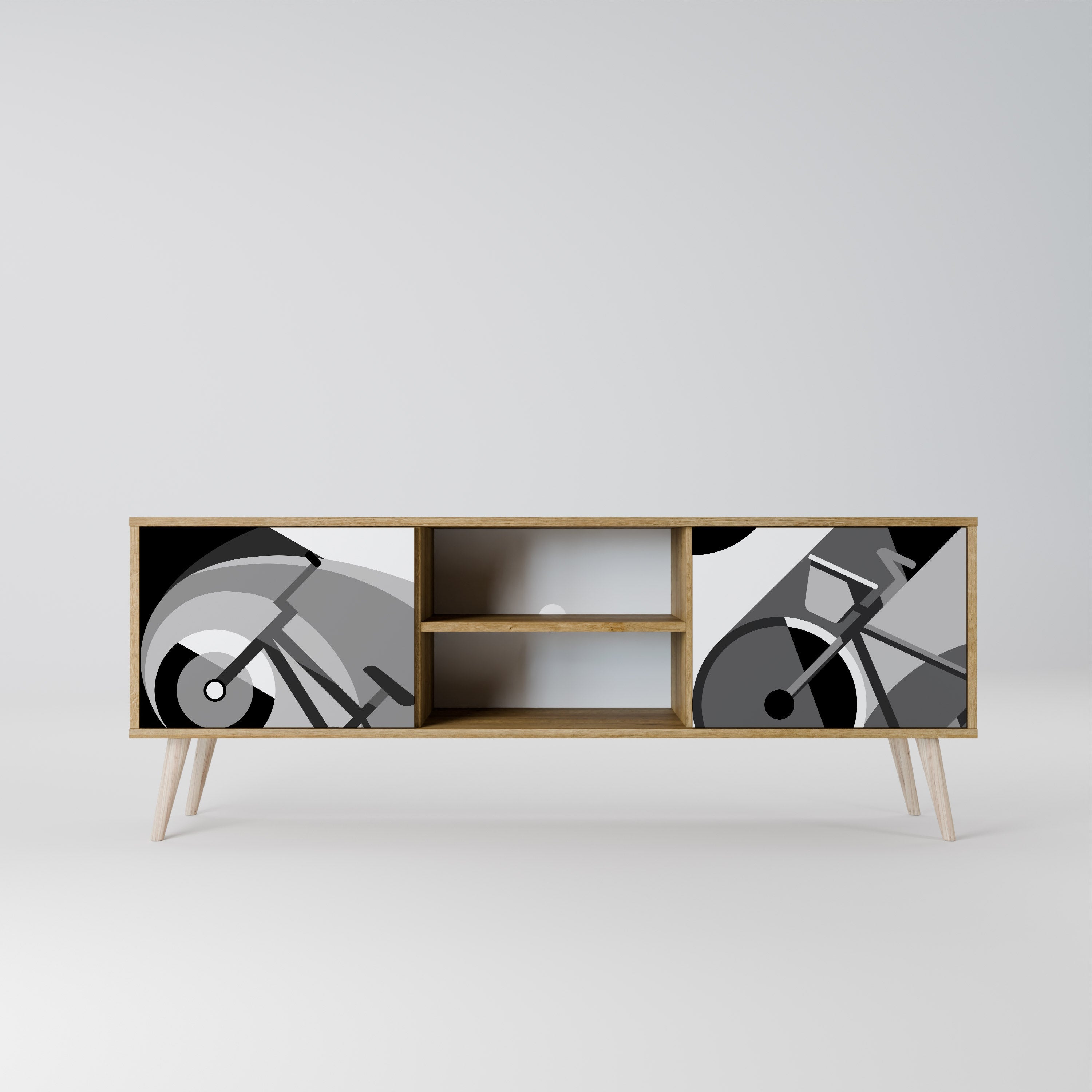 Meuble TV 2 portes BIKE ENERGY effet chêne