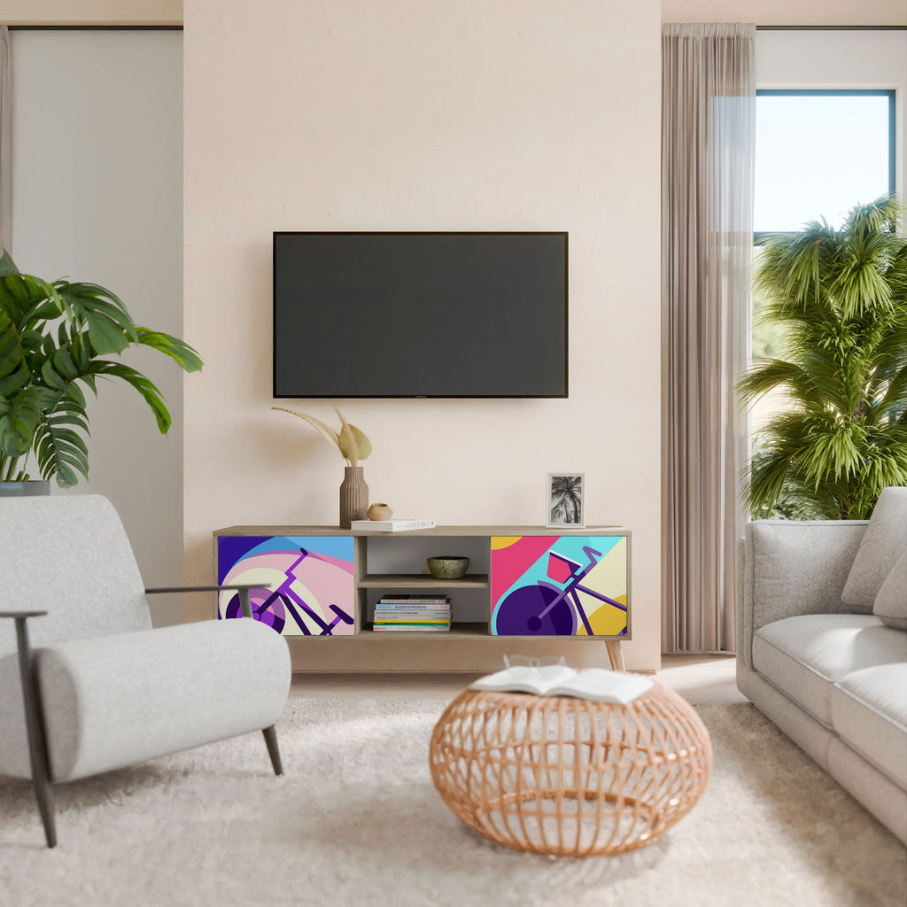 Meuble TV 2 portes BIKE DREAMS effet chêne