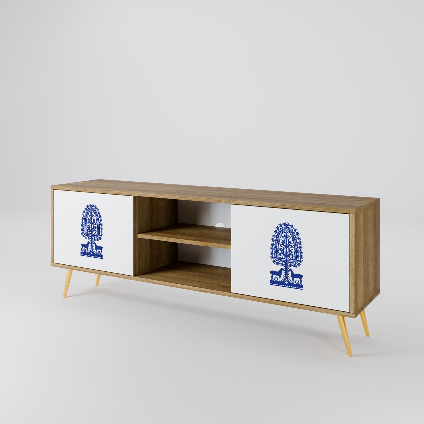 POLISH FOLK ART 2-Door TV Cabinet