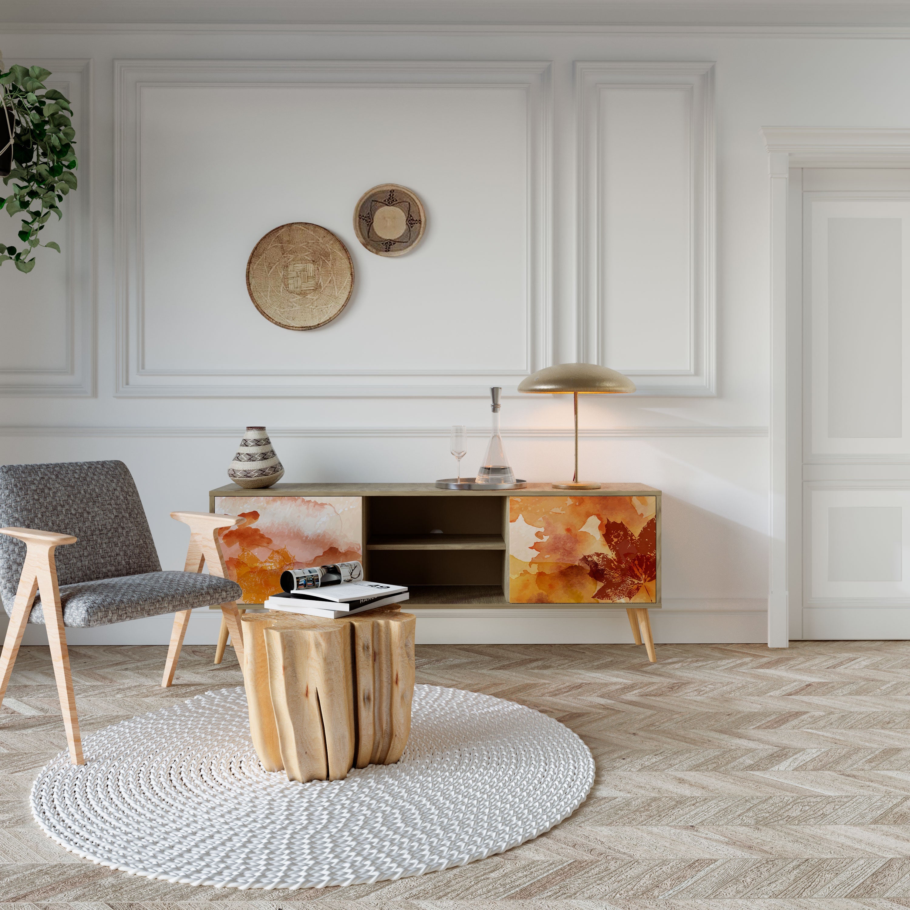 Meuble TV 2 portes effet chêne TRACES OF AUTUMN